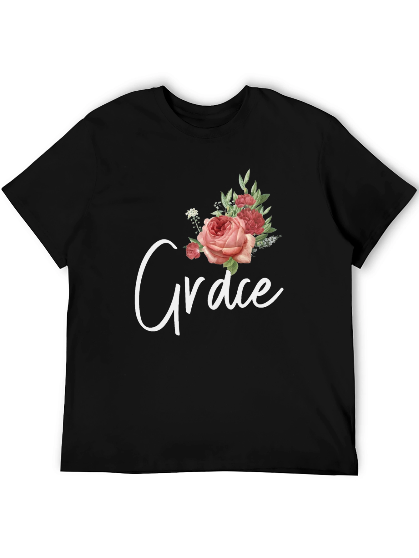 Black Grace Floral Graphic T-Shirt - Stylish Unisex Tee view 5