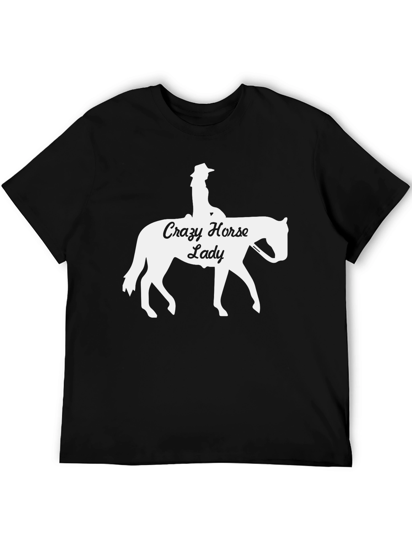 Black Crazy Horse Lady Graphic T-Shirt Black view 5