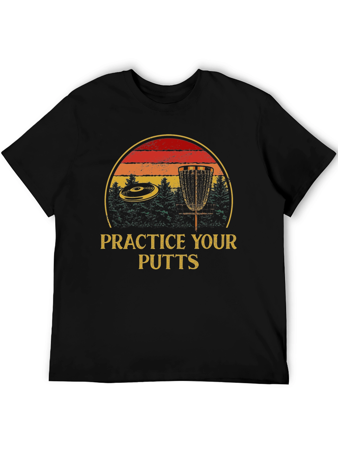 Black Practice Your Putts Graphic Tee - Disc Golf Design view 5
