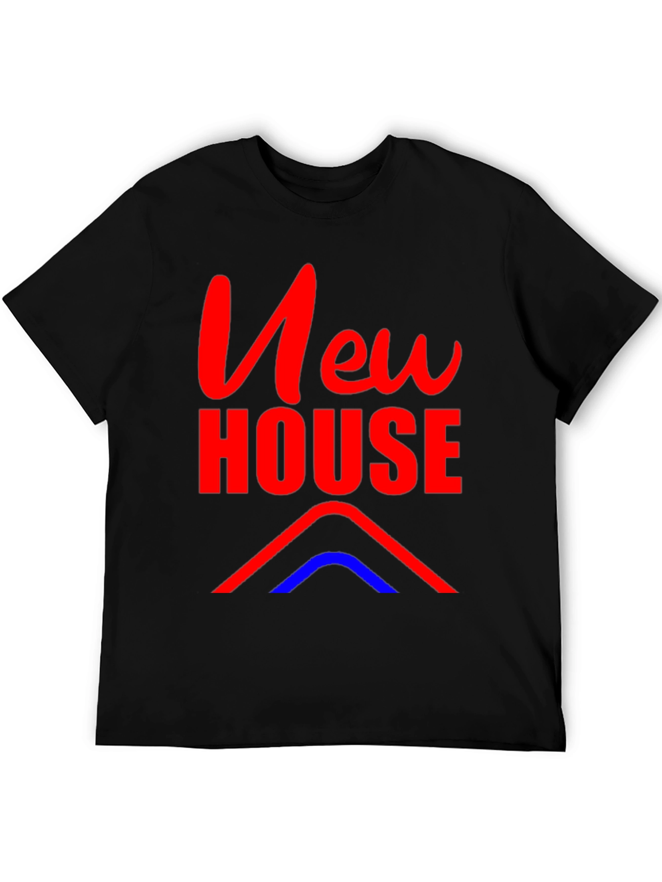 Black New House Graphic Tee - Black Cotton Blend T-Shirt view 5