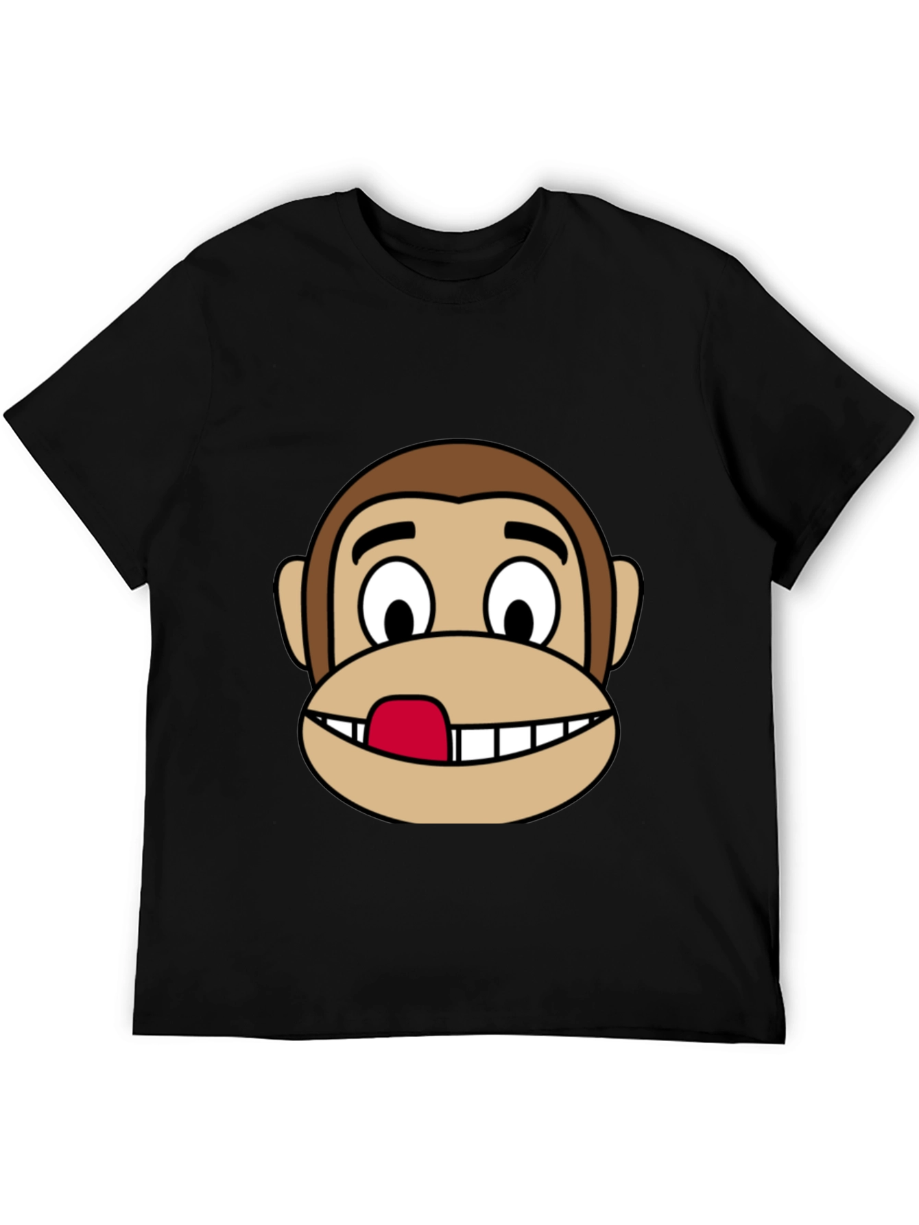 Black Funny Monkey Face Graphic Tee - Black Cotton T-Shirt view 5