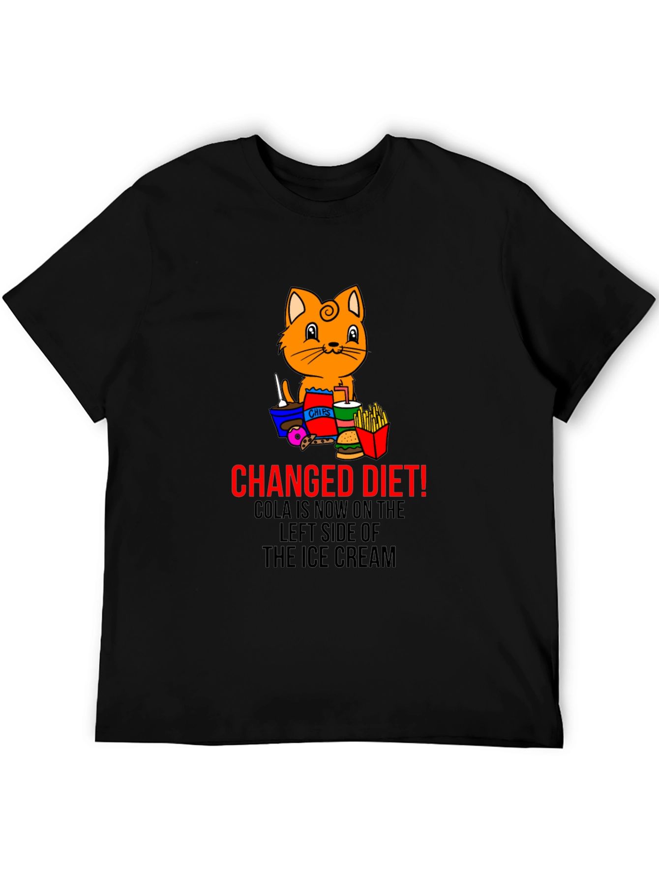 Black Changed Diet Cat T-Shirt view 5