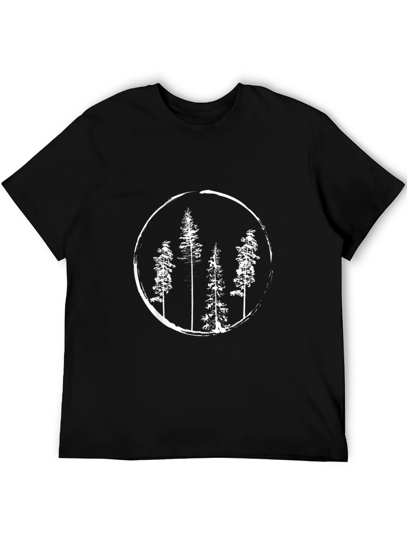 Black Nature Circle Graphic Tee - Black Cotton Blend Shirt view 5