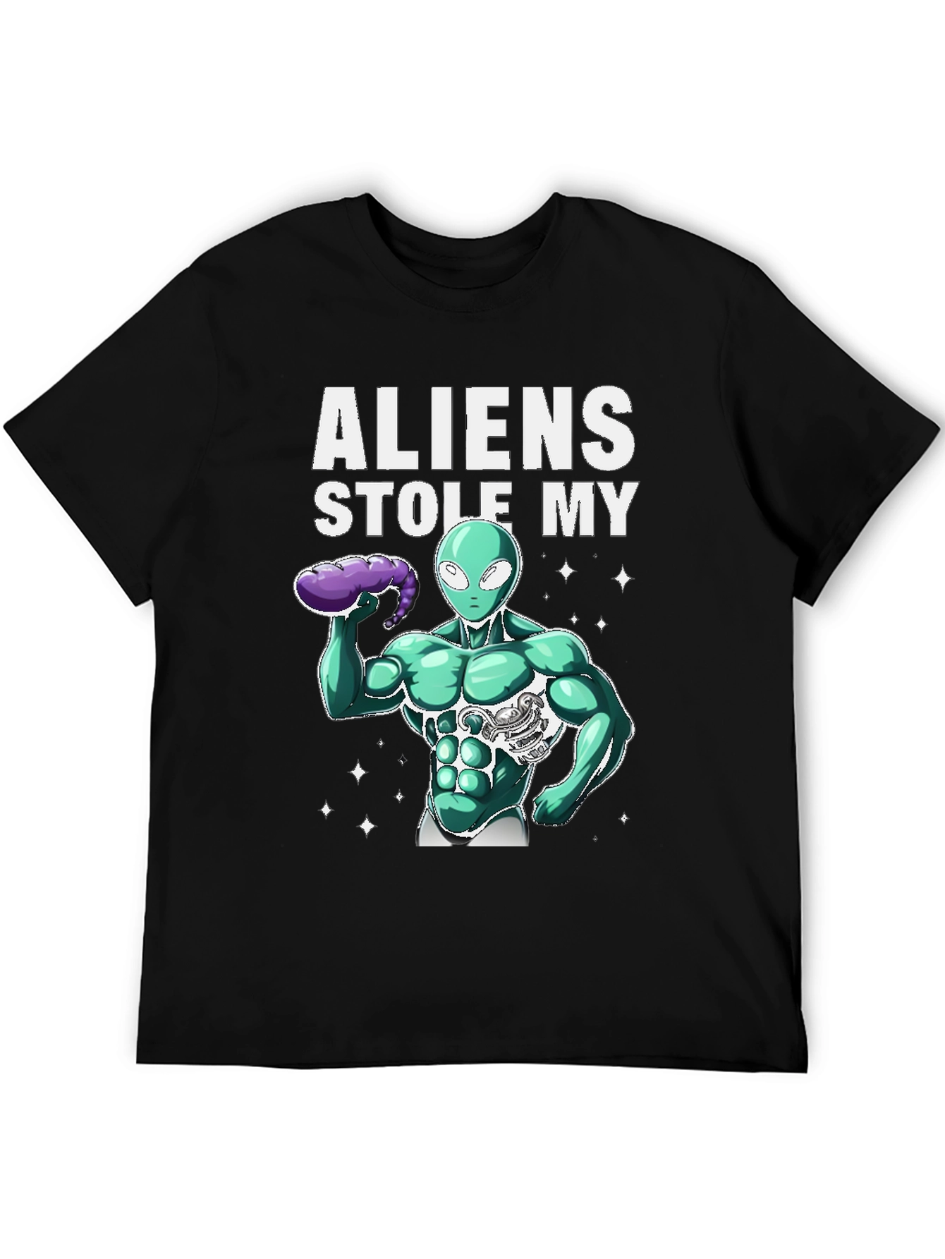 Black Aliens Stole My Six-Pack T-Shirt view 5