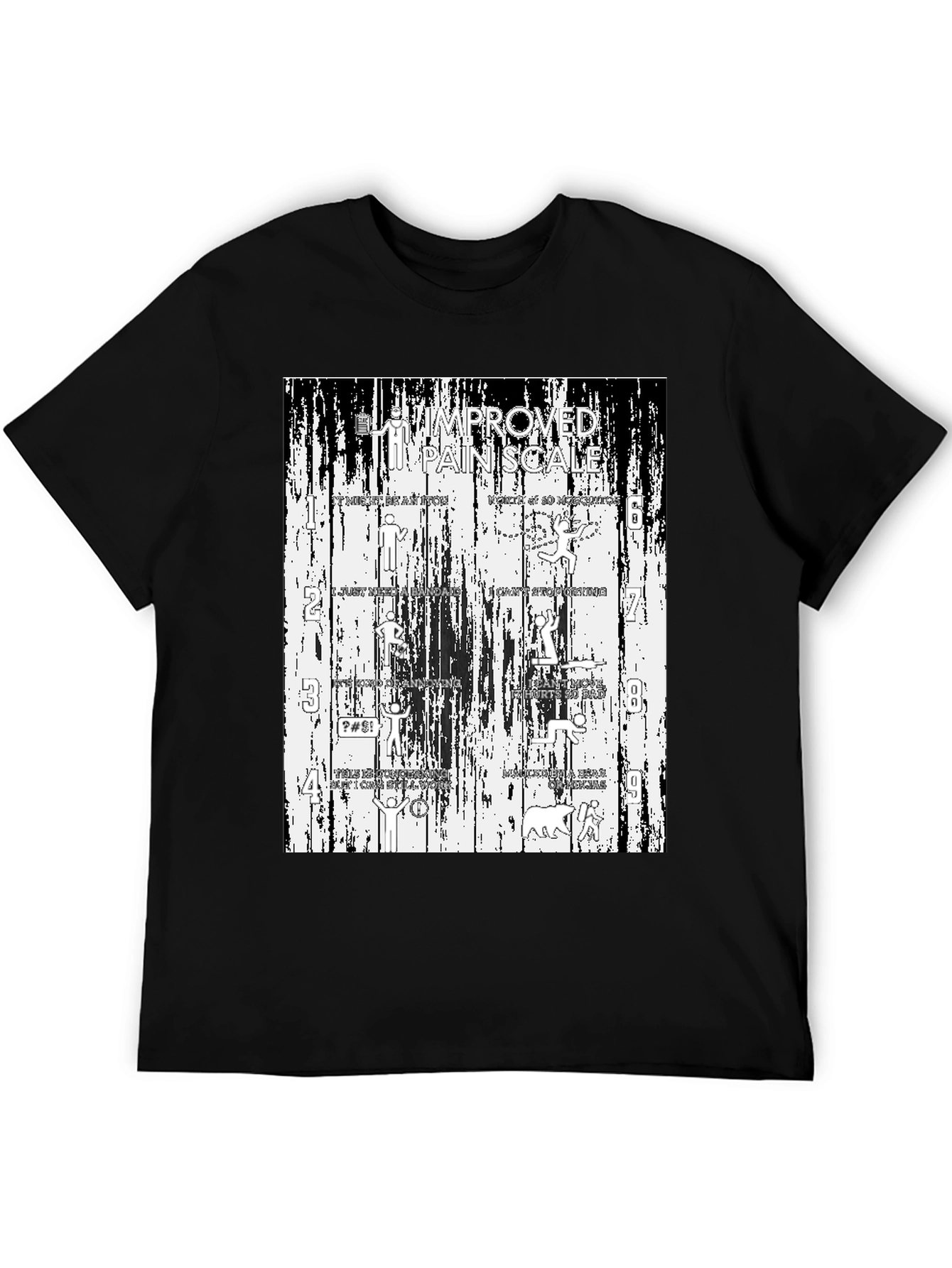 Black Funny "Improved Pain Scale" Graphic Tee view 5