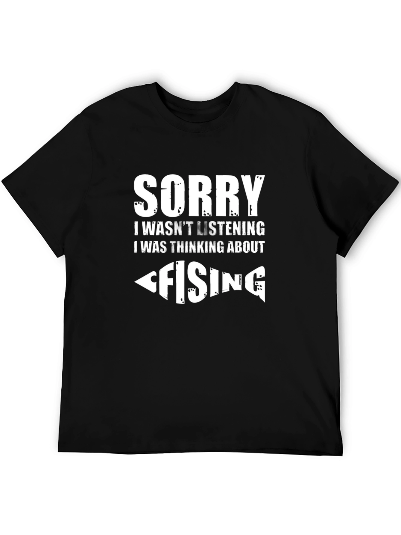 Black Fishing T-Shirt: Sorry, Thinking About Fishing view 5
