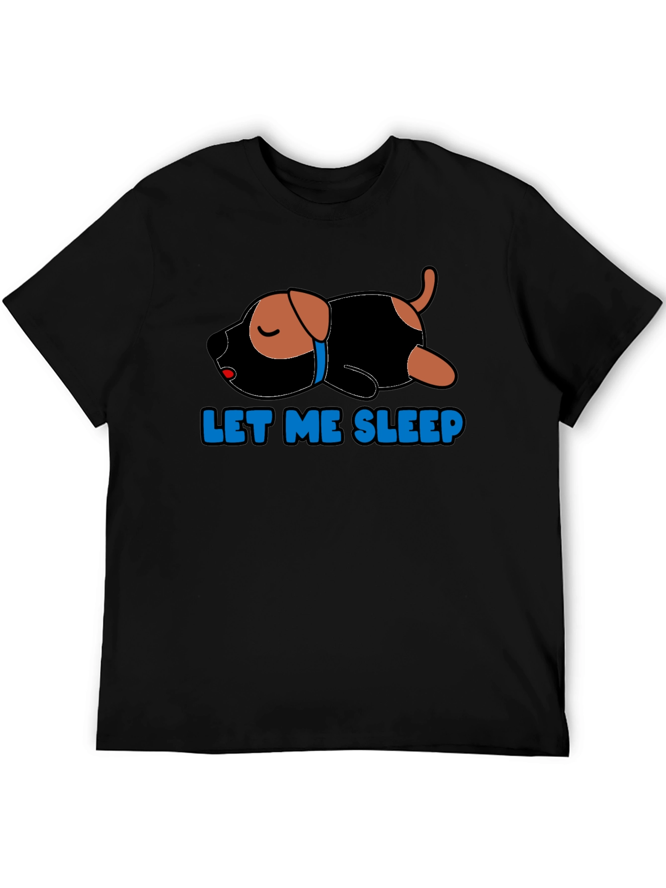Black Let Me Sleep T-Shirt - Cute Dog Design view 5