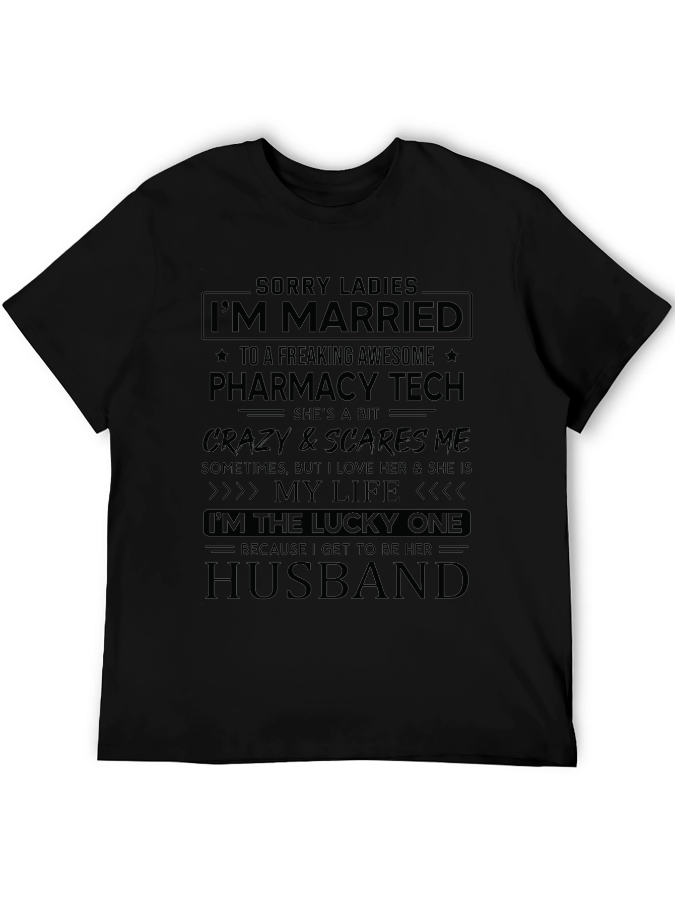 Black Married to Pharmacy Tech Novelty Graphic Tee view 5