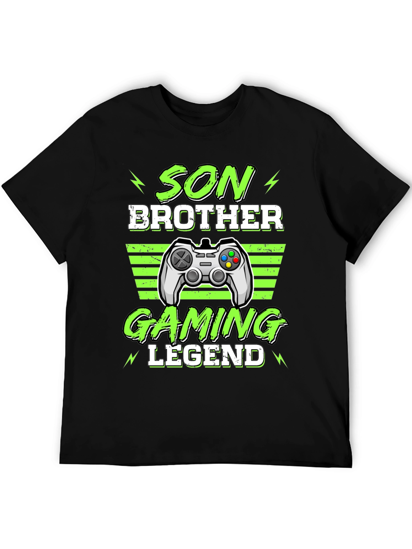 Black Son Brother Gaming Legend Black T-Shirt view 5
