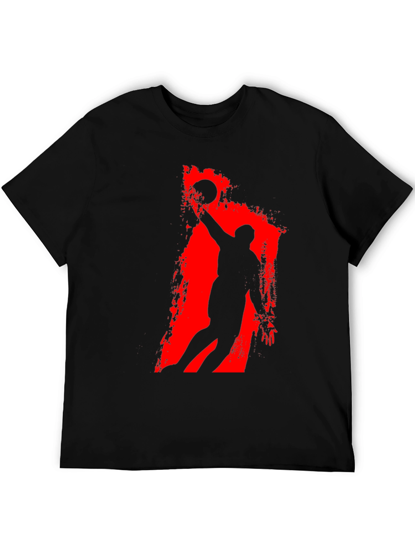 Black Basketball Silhouette Graphic Tee - Black Cotton T-Shirt view 5