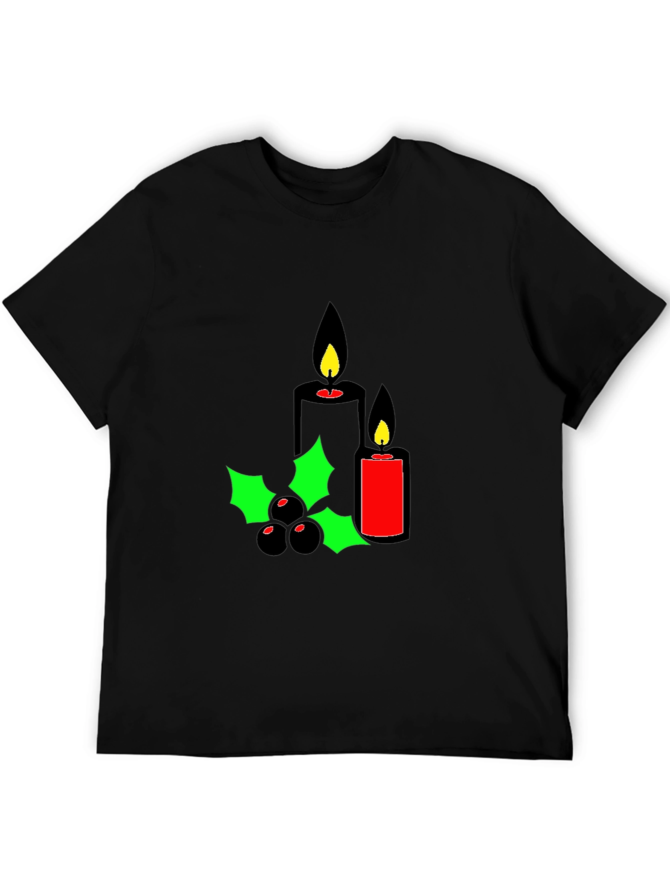 Black Holiday Candles Graphic Tee - Christmas Spirit Shirt view 5