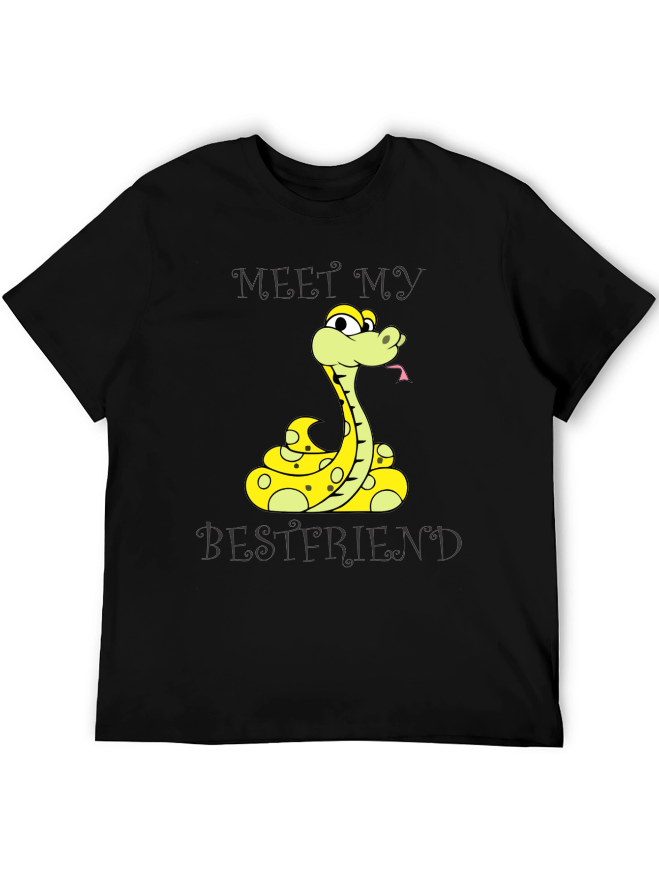 Black Meet My Bestfriend Snake Graphic T-Shirt view 5