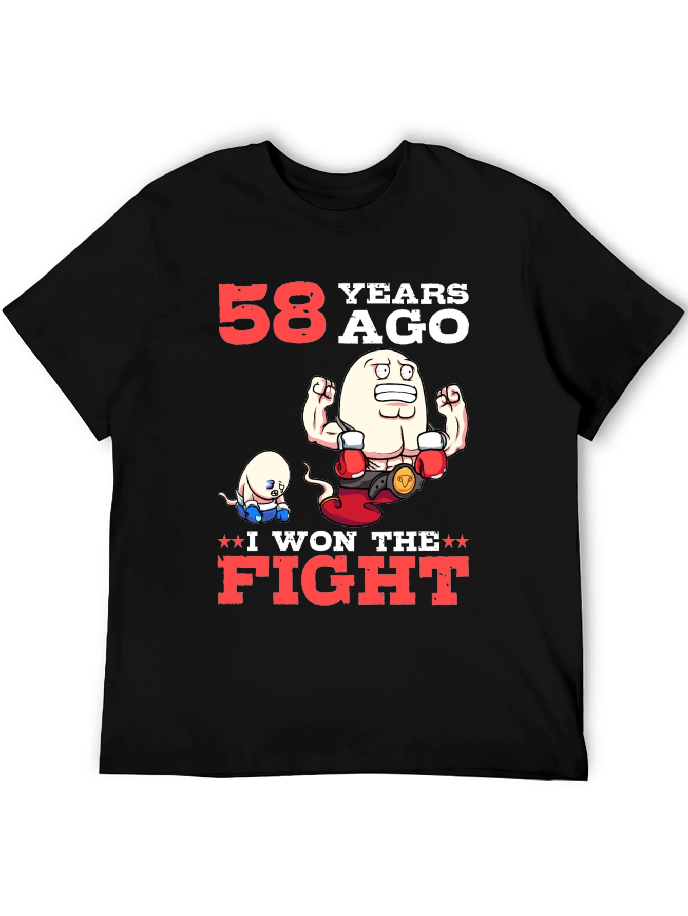 Black Funny 58 Years Ago I Won The Fight T-Shirt view 5