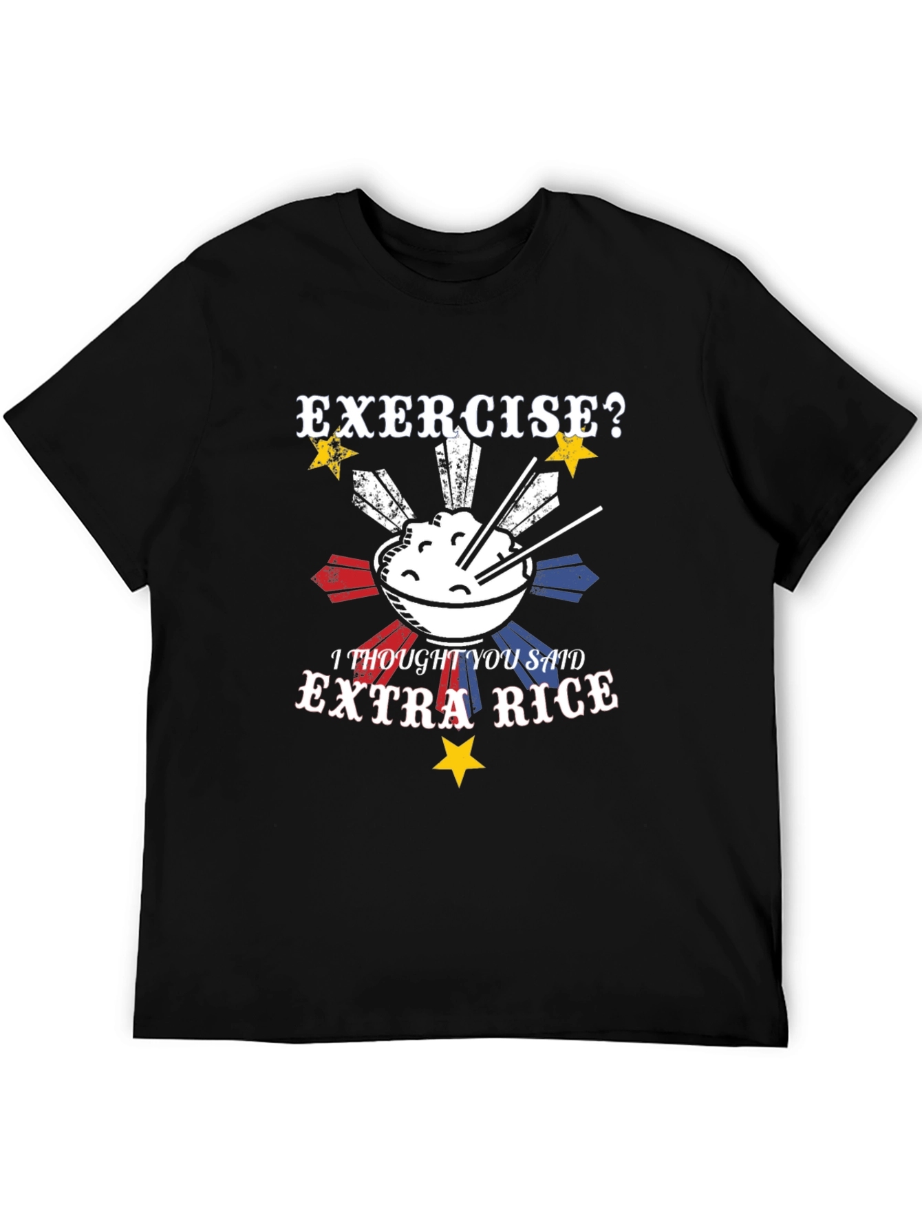 Black Exercise? Extra Rice T-Shirt - Funny Foodie Tee view 5