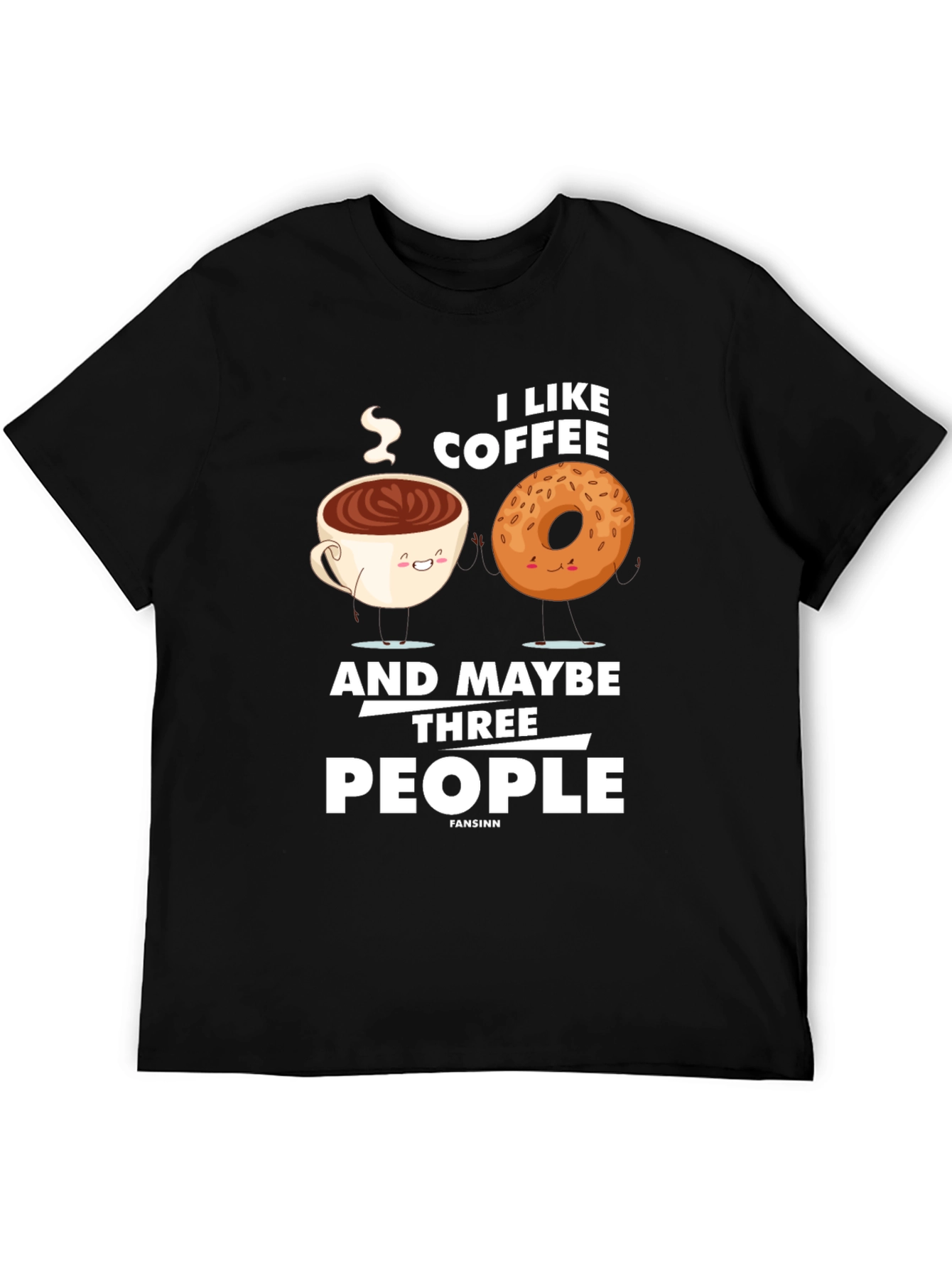 Black Funny Coffee & Donut Graphic T-Shirt view 5
