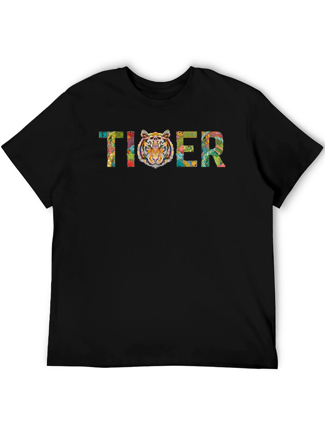 Black Tiger Graphic Print Crewneck T-Shirt view 5