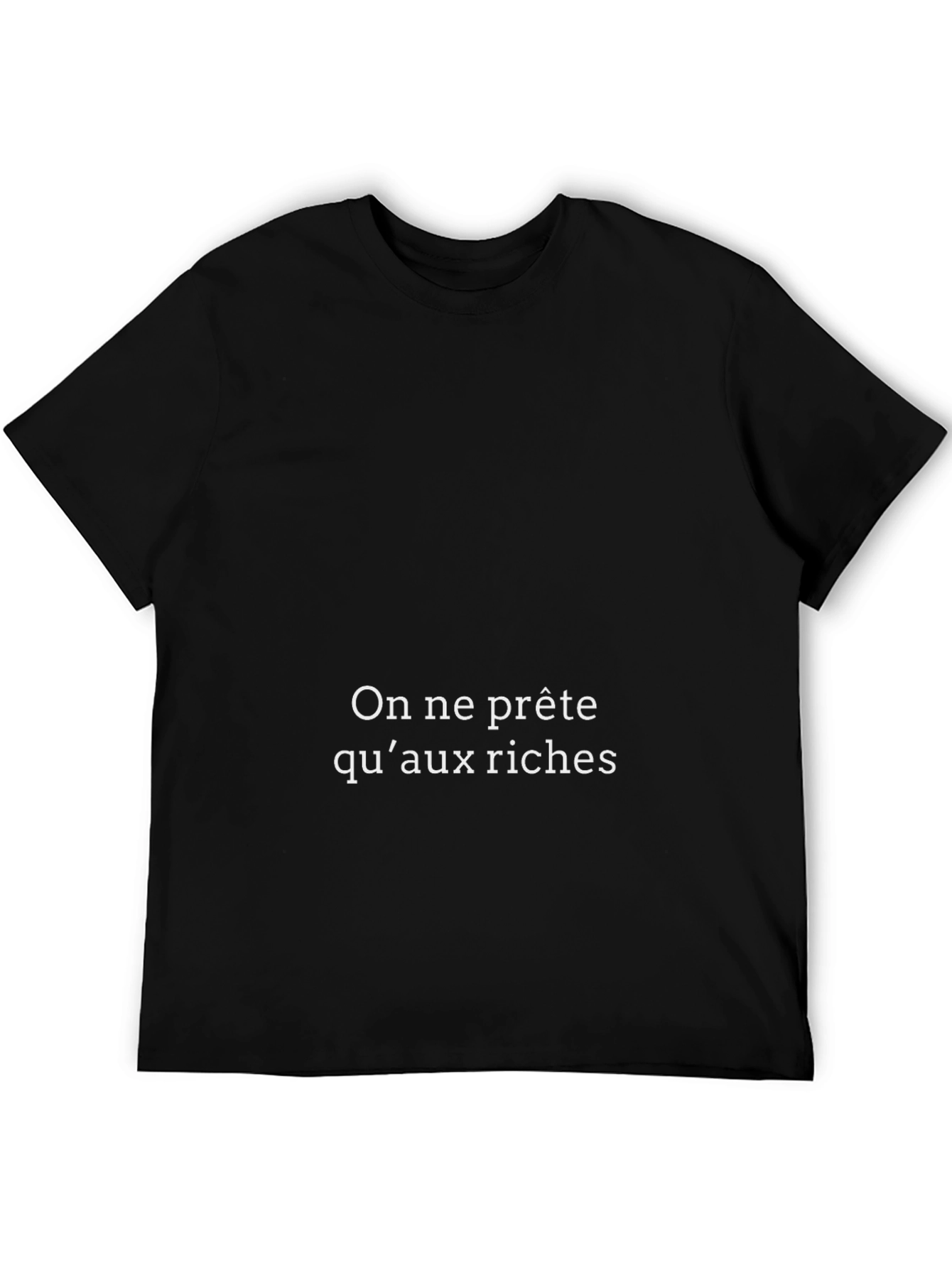 Black "On ne prête qu'aux riches" Black T-Shirt view 5