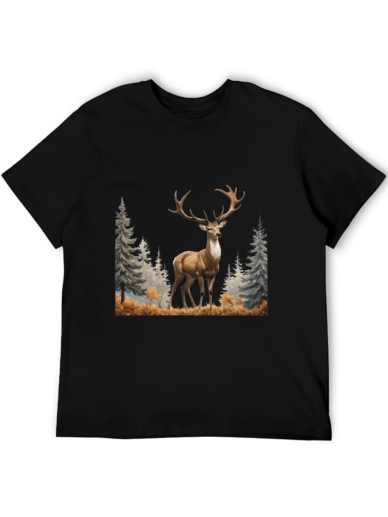 Black Deer Graphic Tee - Wildlife Inspired Men's T-Shirt view 5