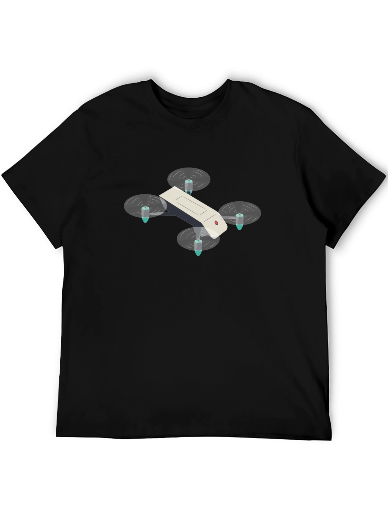 Black Drone Graphic T-Shirt - Black Cotton Tee view 5