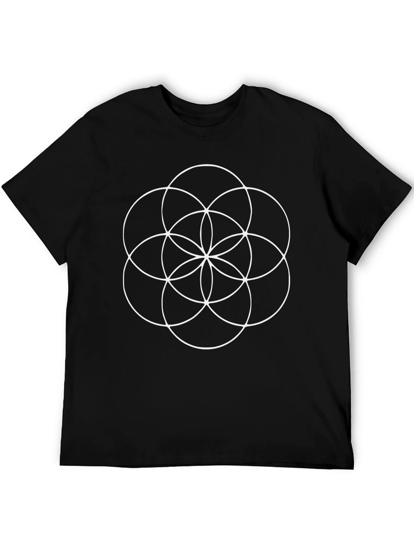 Black Geometric Flower of Life Graphic Tee view 5