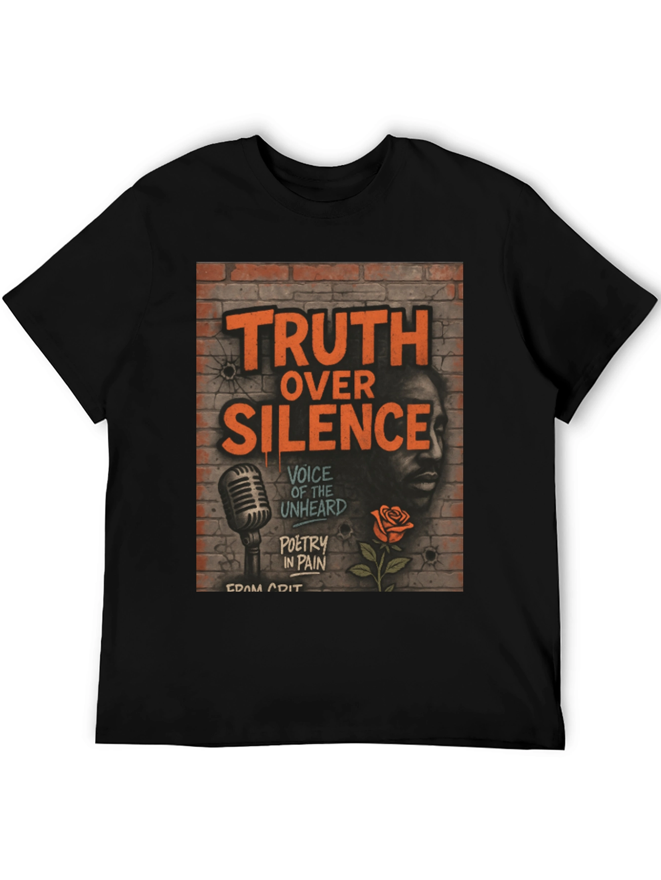 Black Truth Over Silence Graphic T-Shirt - Poetry in Pain view 5