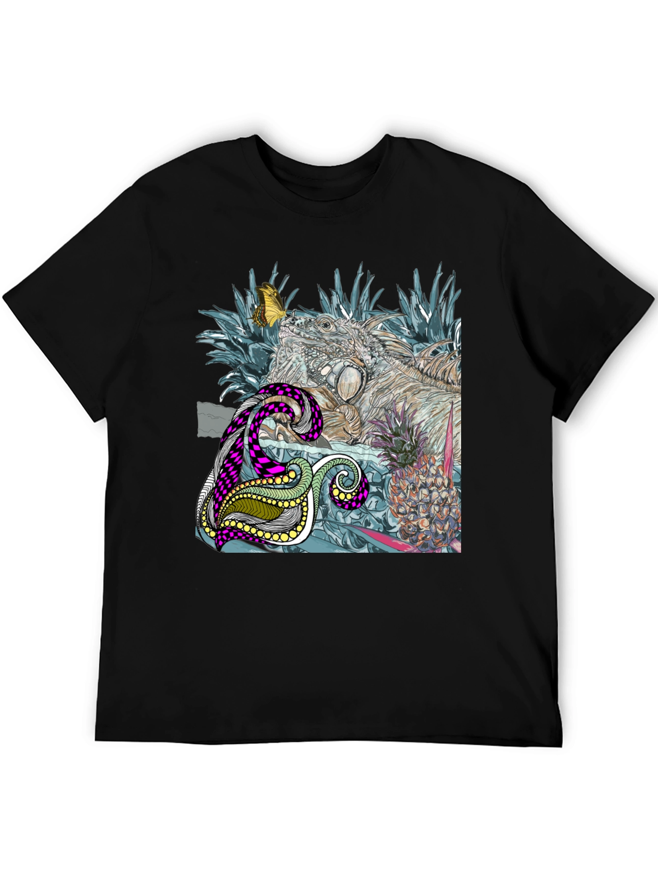Black Iguana and Pineapple Graphic Tee view 5