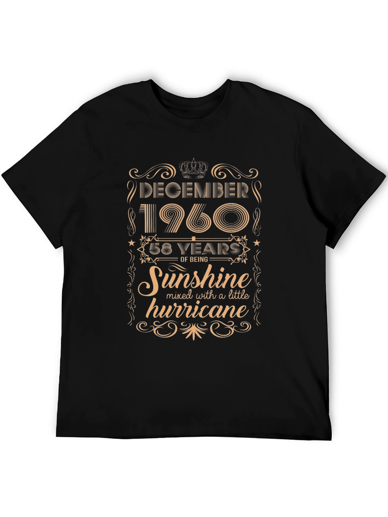 Black December 1960 Birthday T-Shirt - 58 Years of Sunshine & Hurricane view 5