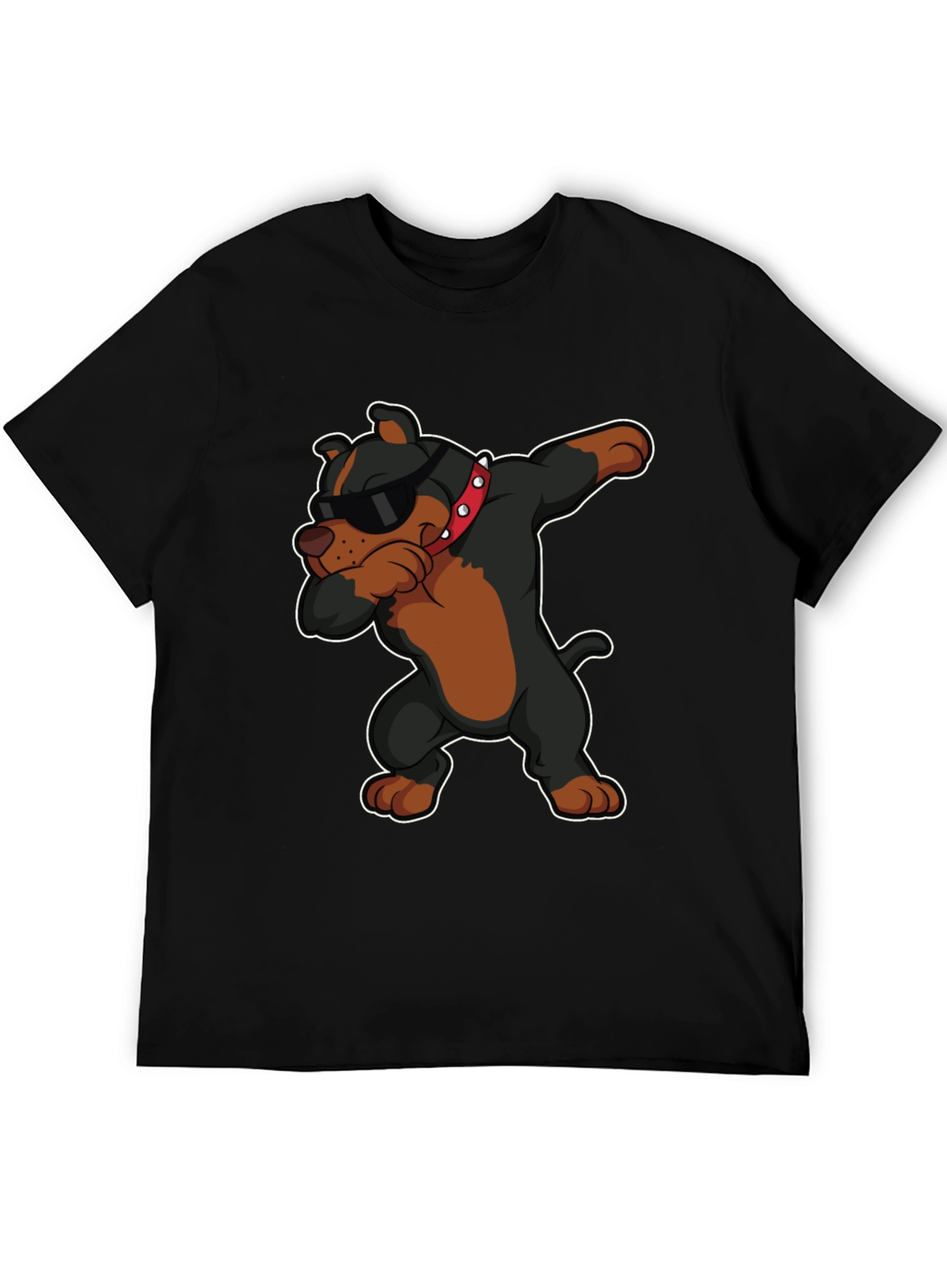 Black Dabbing Dog Graphic Tee - Cool Pup Design T-Shirt view 5