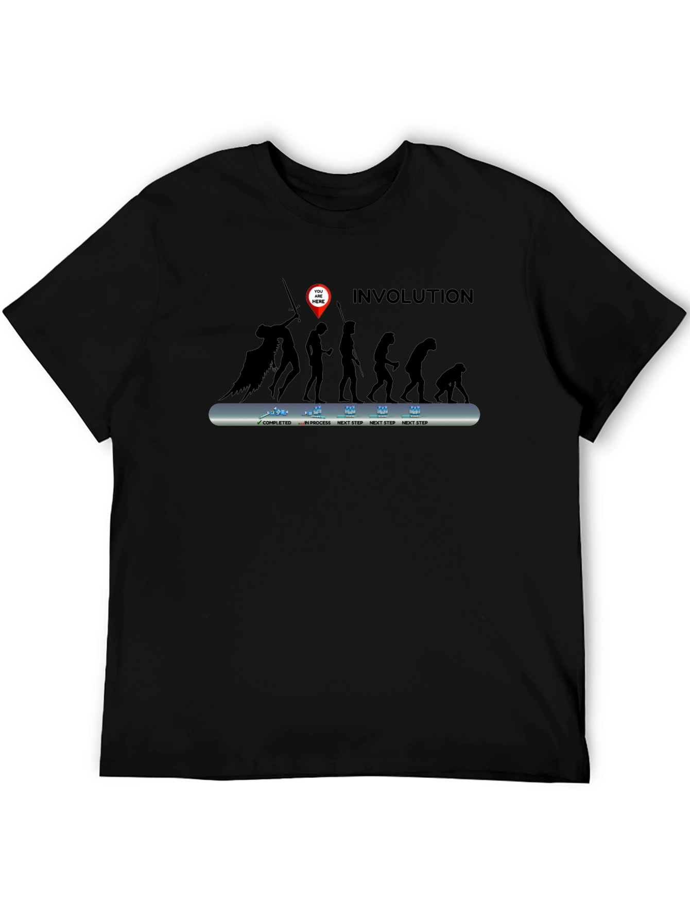 Black Involuted Evolution Men's Black T-Shirt view 5