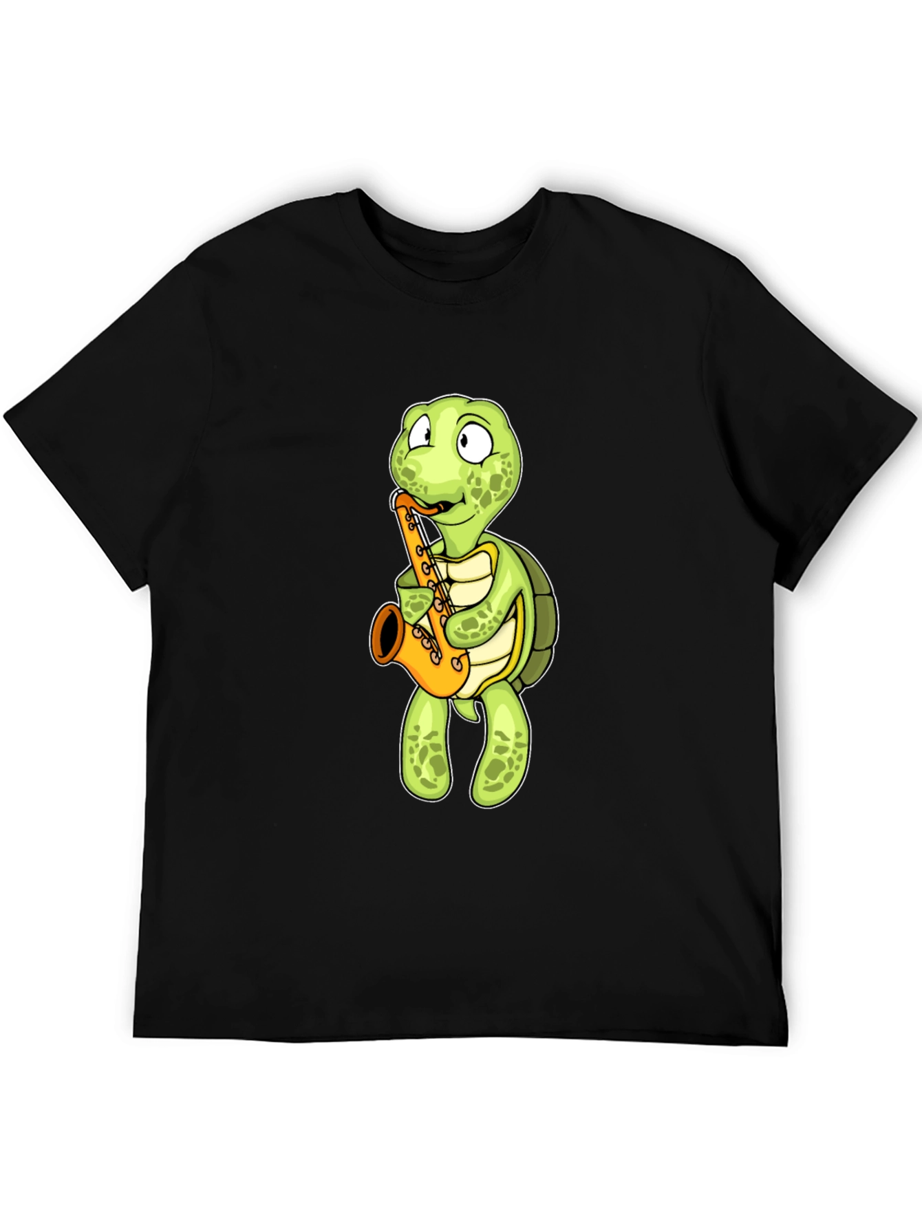 Black Turtle Saxophone T-Shirt - Black Cotton Tee view 5