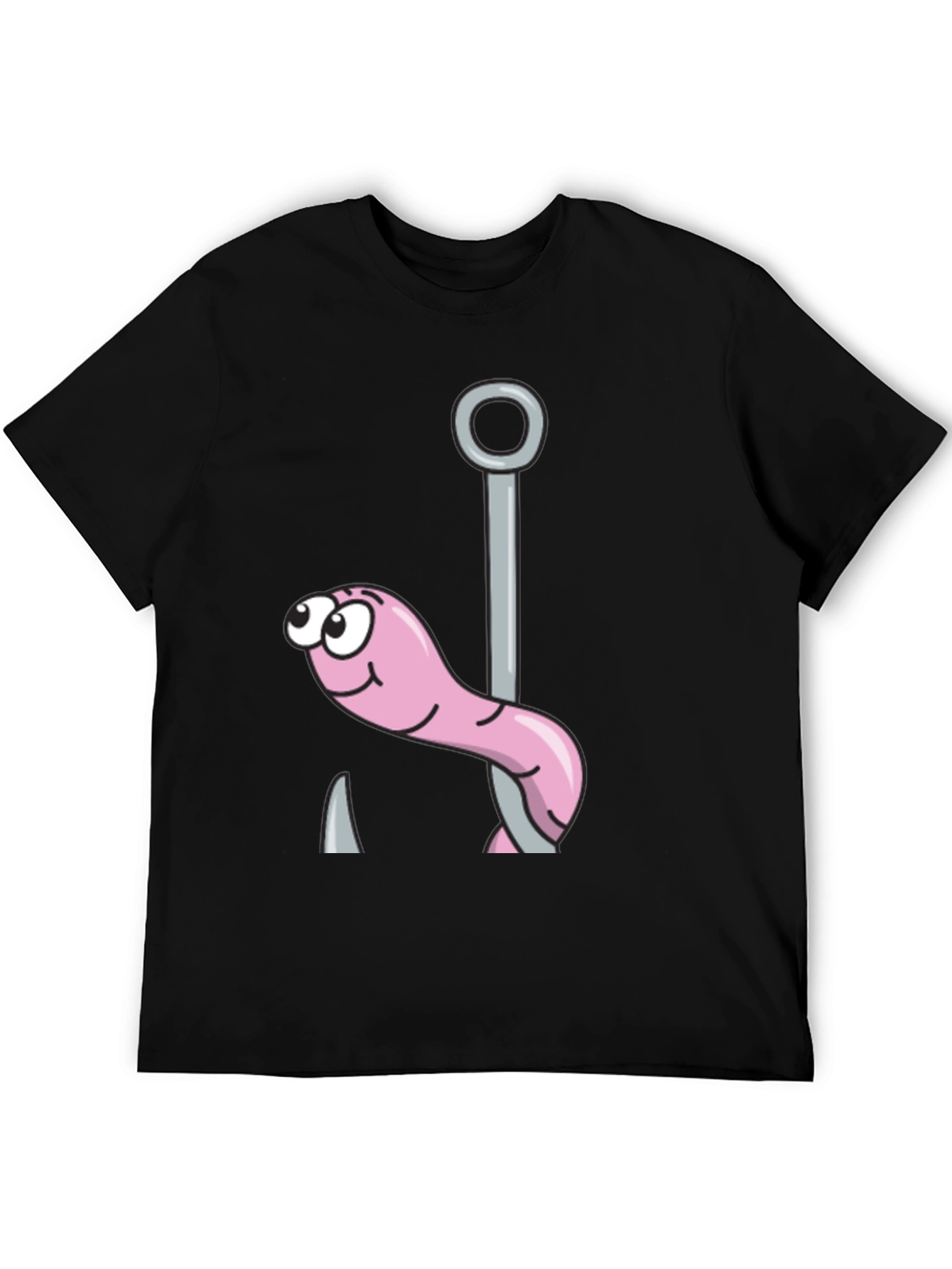 Black Cartoon Worm & Hook Tee view 5