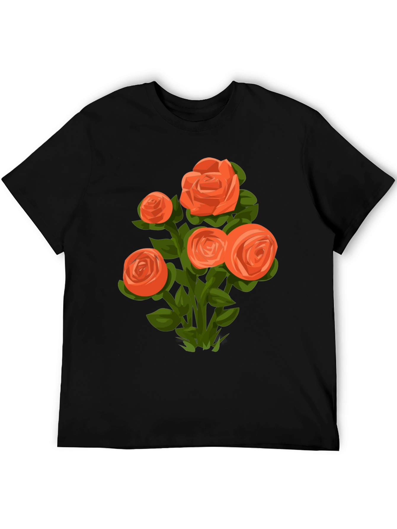 Black Floral Graphic Tee - Orange Rose Bouquet view 5