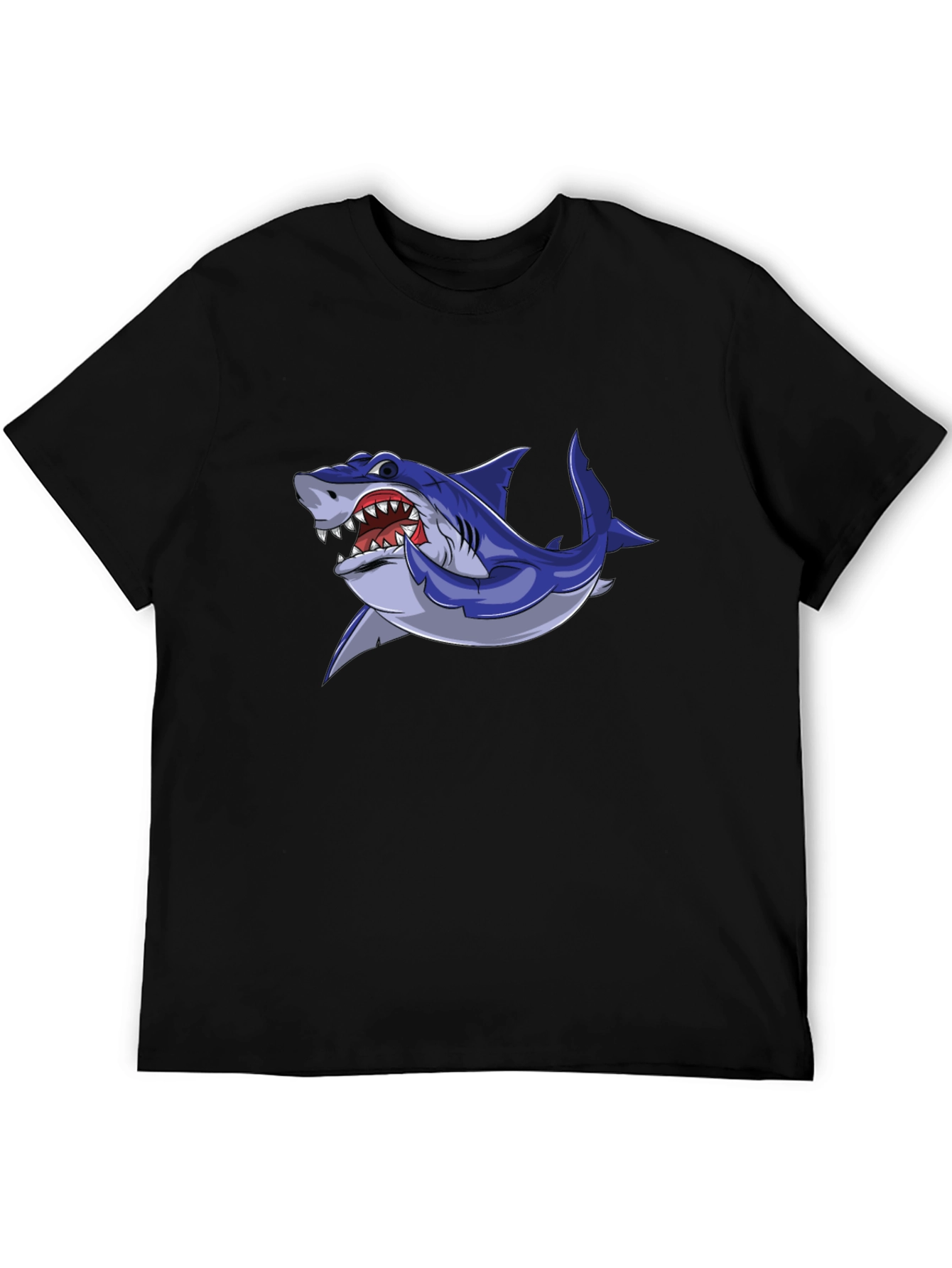 Black Cool Shark Graphic Tee - Black Cotton Blend view 5