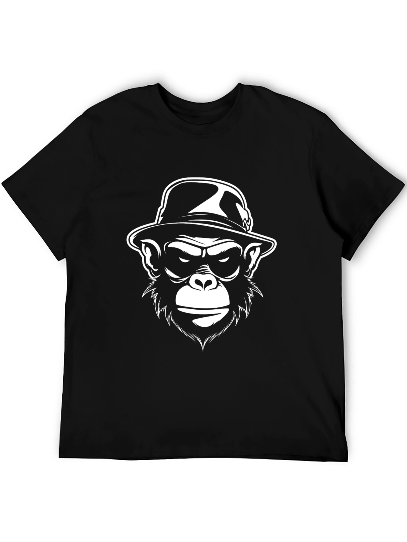 Cool Ape in Hat Graphic Black T-Shirt - 5