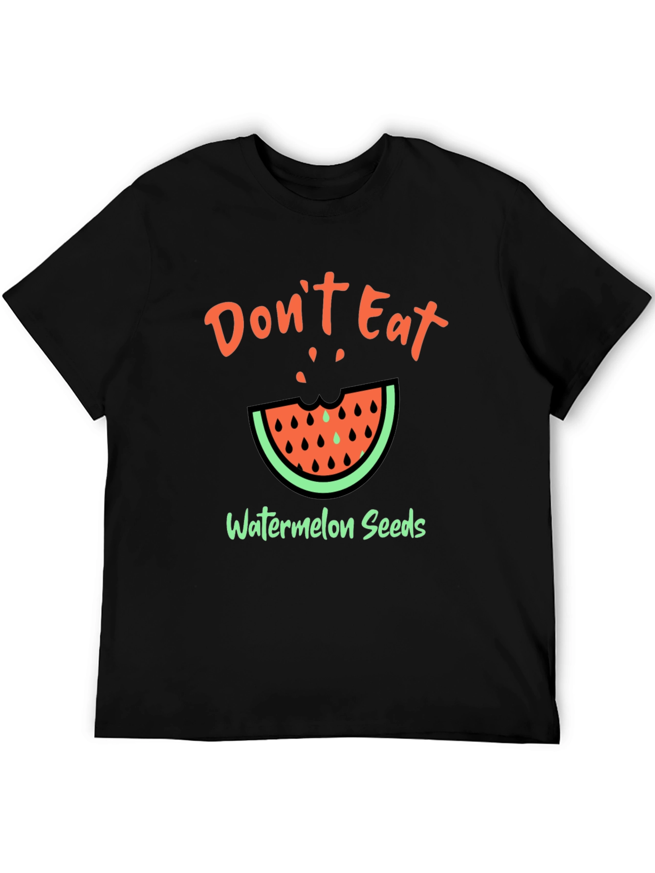 Black Funny Watermelon Seeds Graphic T-Shirt view 5