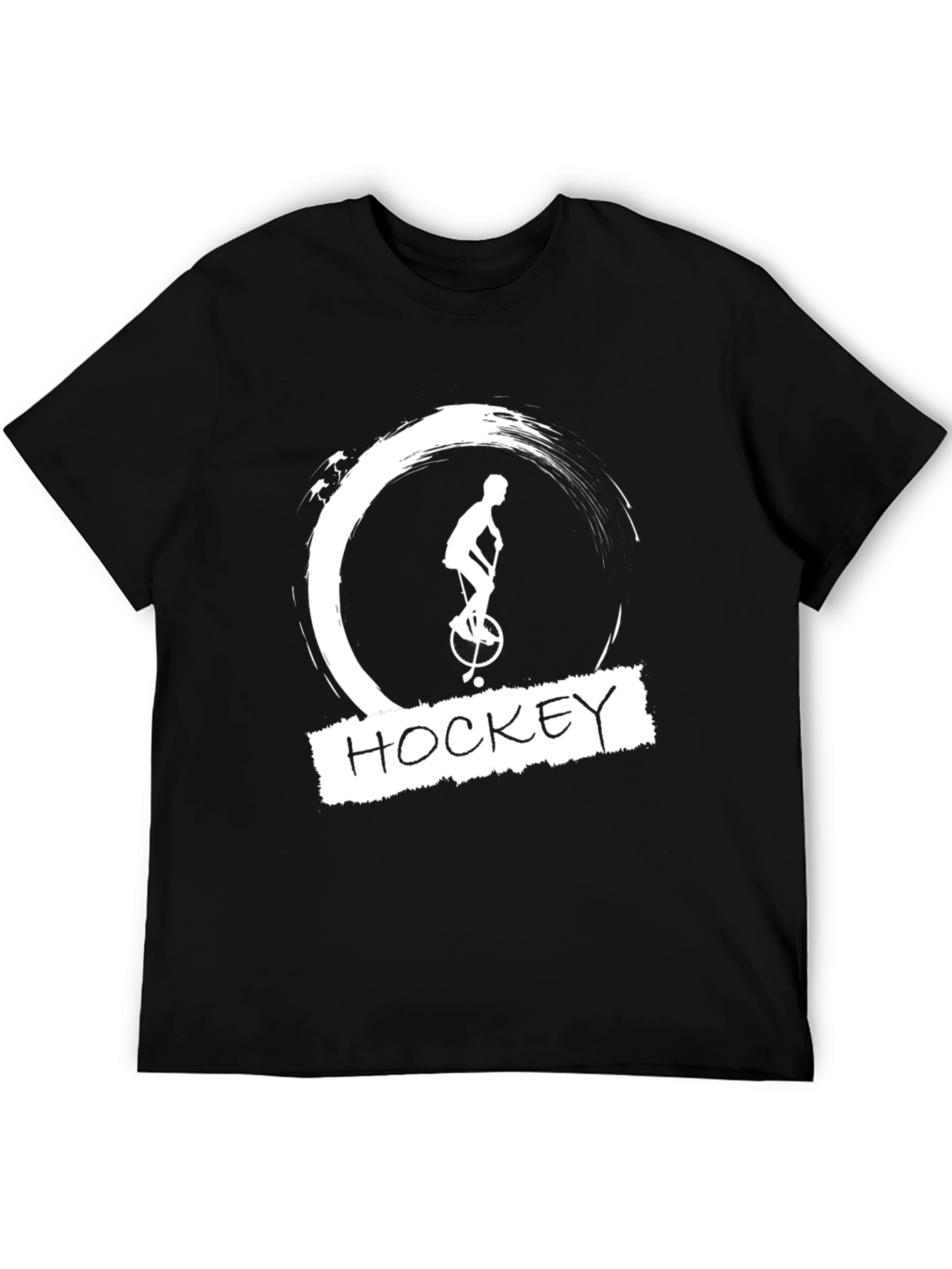 Black Hockey Unicycle Graphic Tee - Unique Black T-Shirt view 5