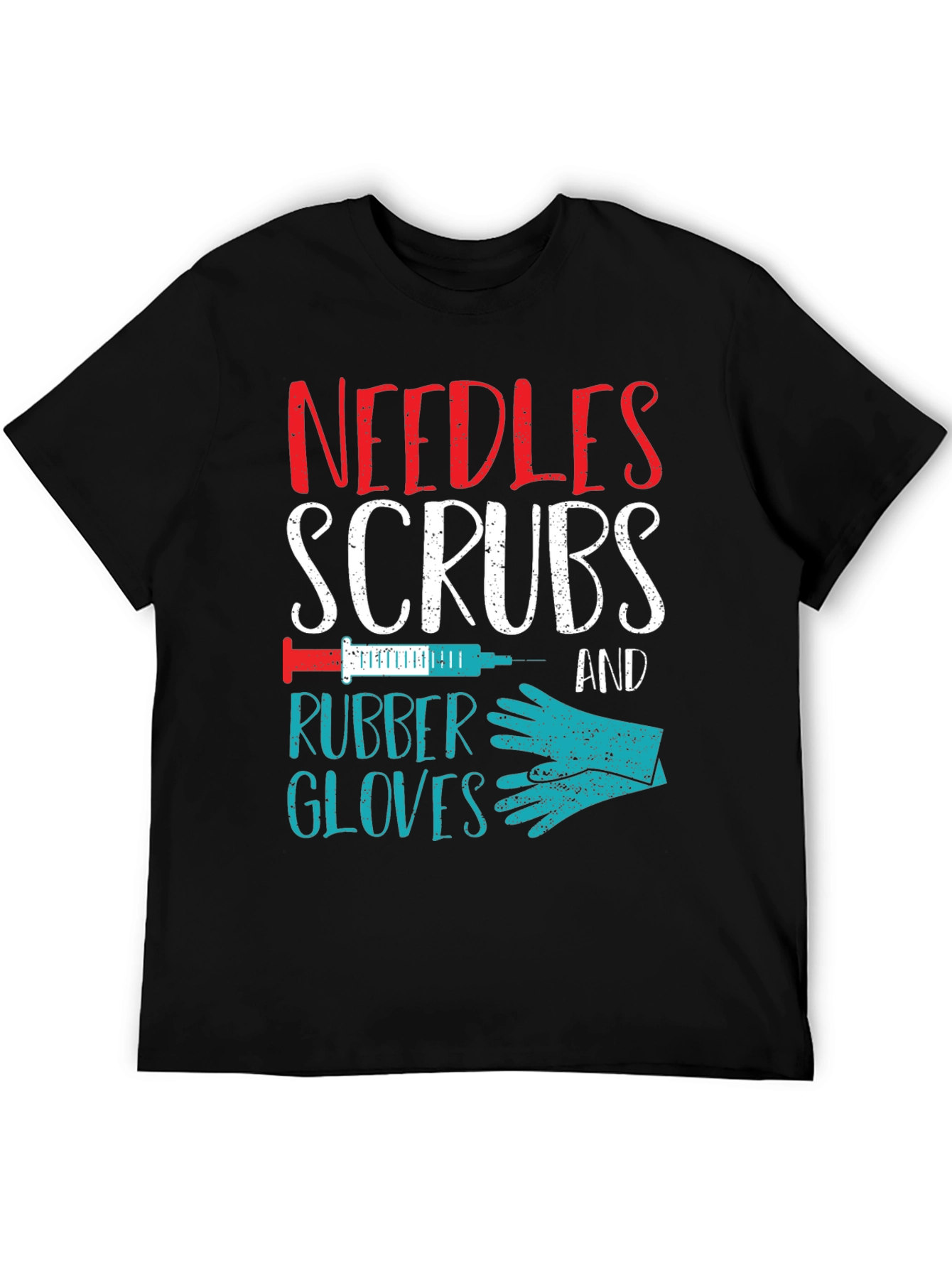 Black Needles Scrubs & Rubber Gloves Nurse T-Shirt view 5