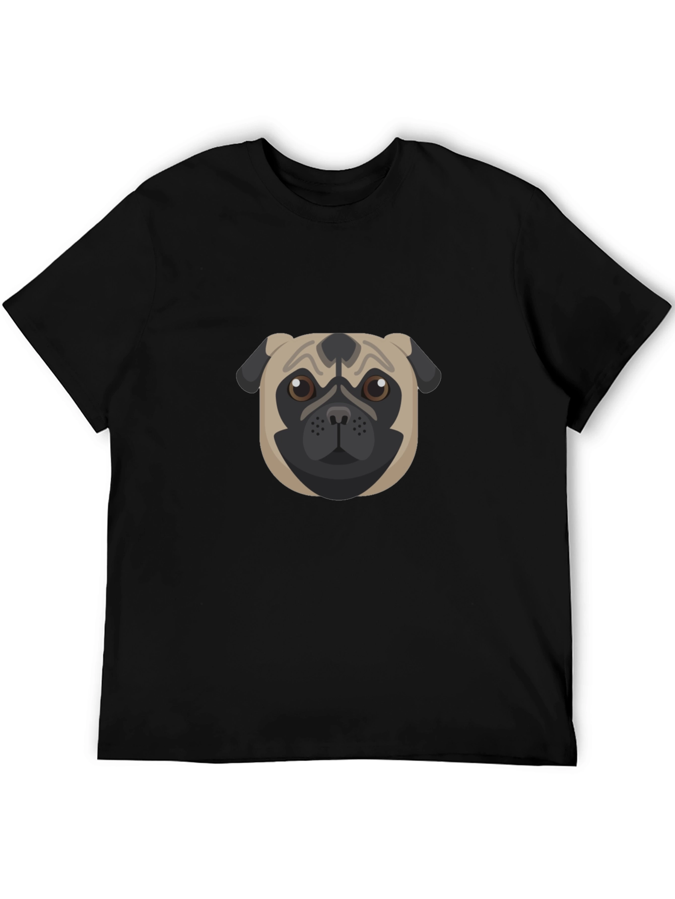 Black Pug Graphic Black T-Shirt - Men's Casual Tee view 5