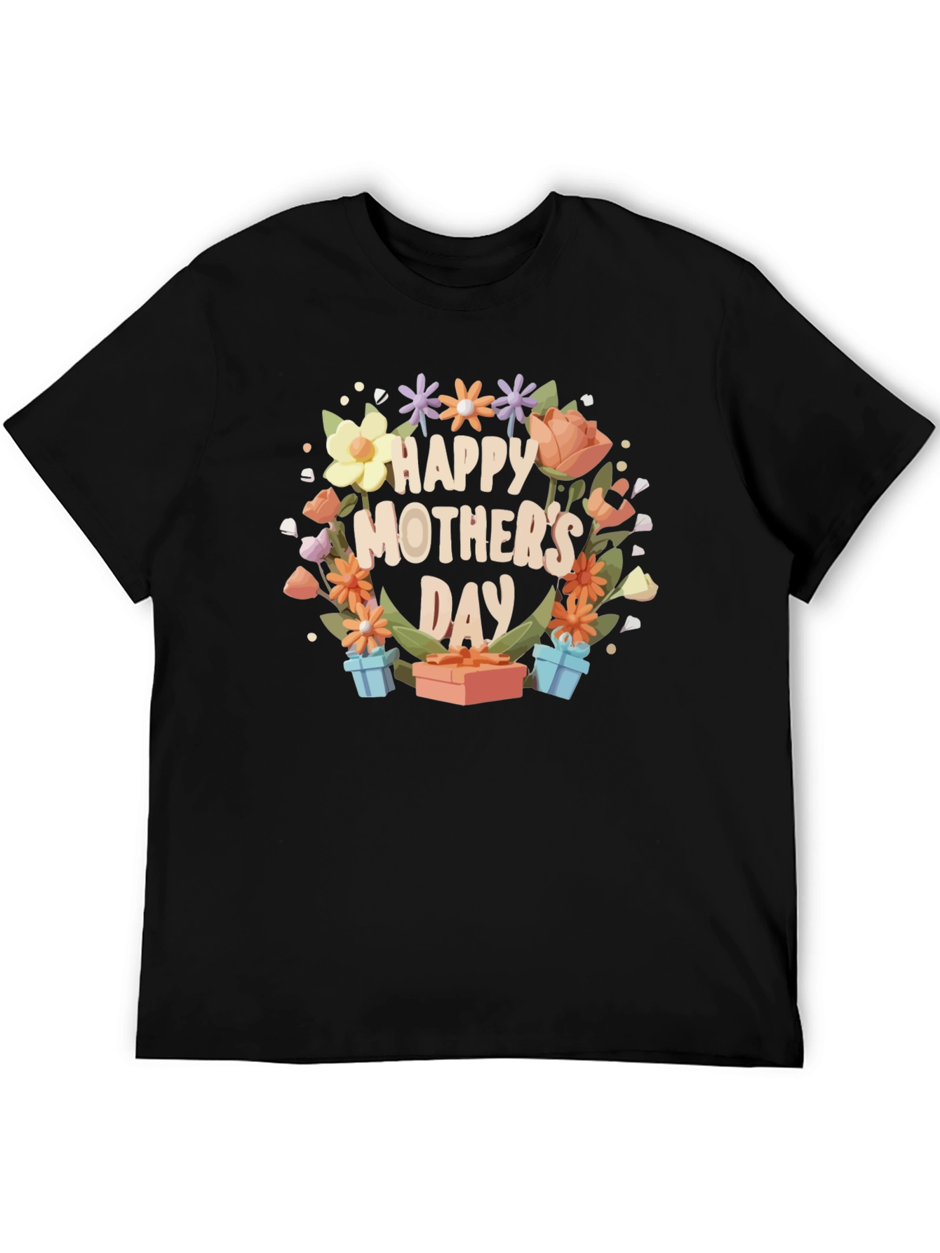 Black Happy Mother's Day Floral T-Shirt view 5