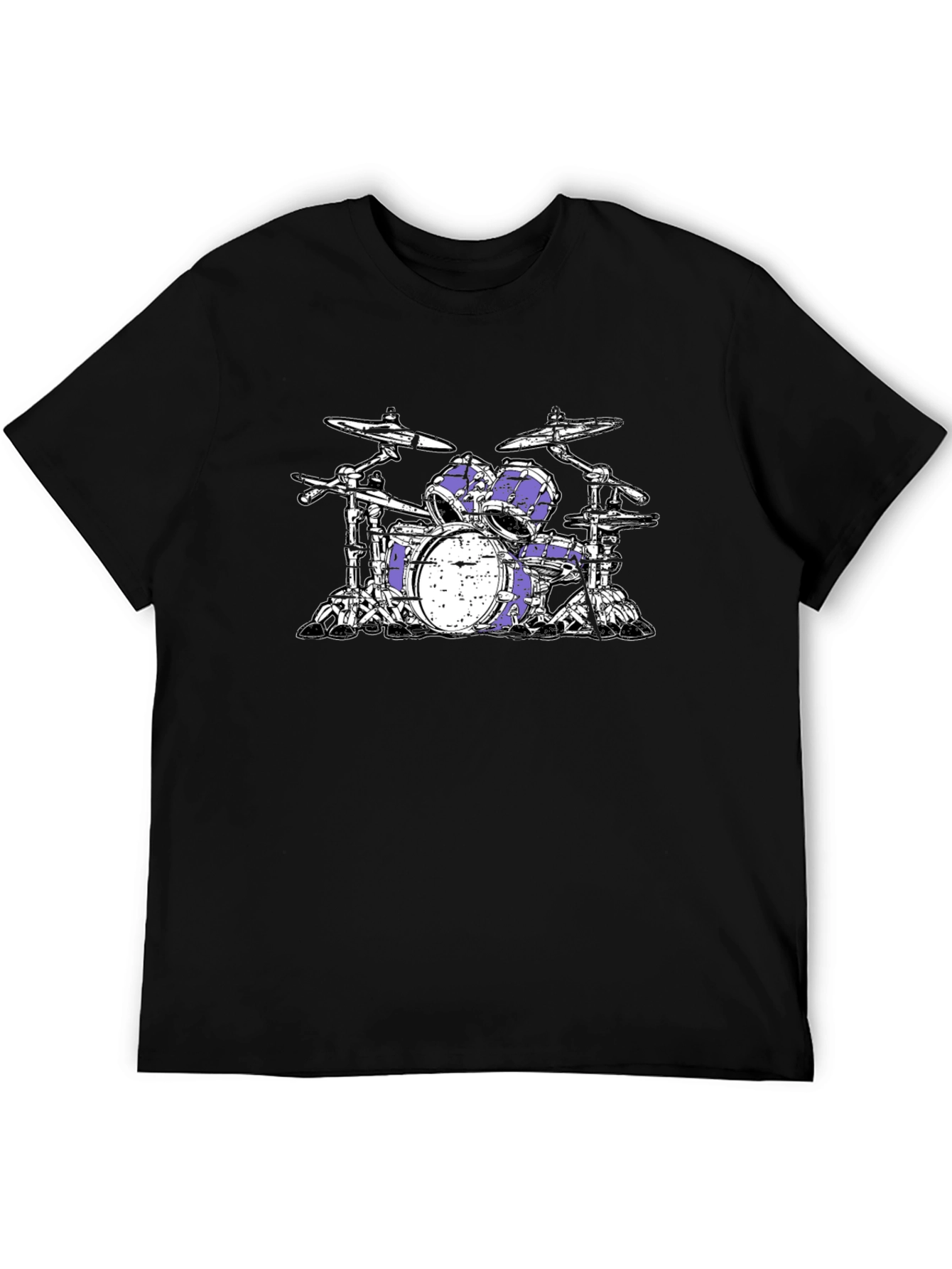 Black Drum Kit T-Shirt - Black Cotton Graphic Tee view 5