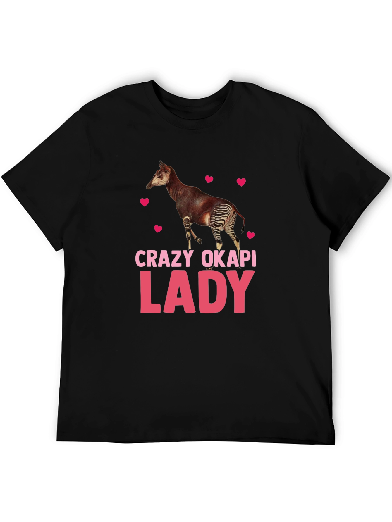 Black Crazy Okapi Lady T-Shirt - Animal Lover Tee view 5