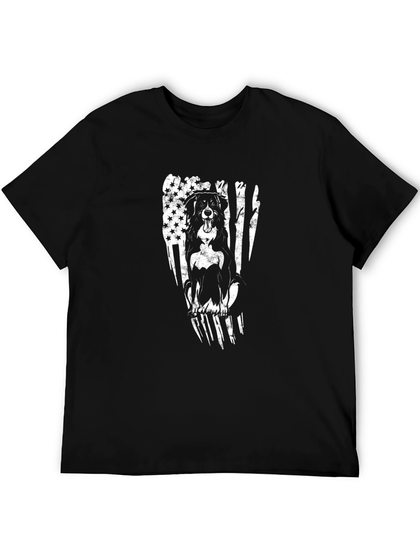 Black Patriotic Dog American Flag T-Shirt view 5