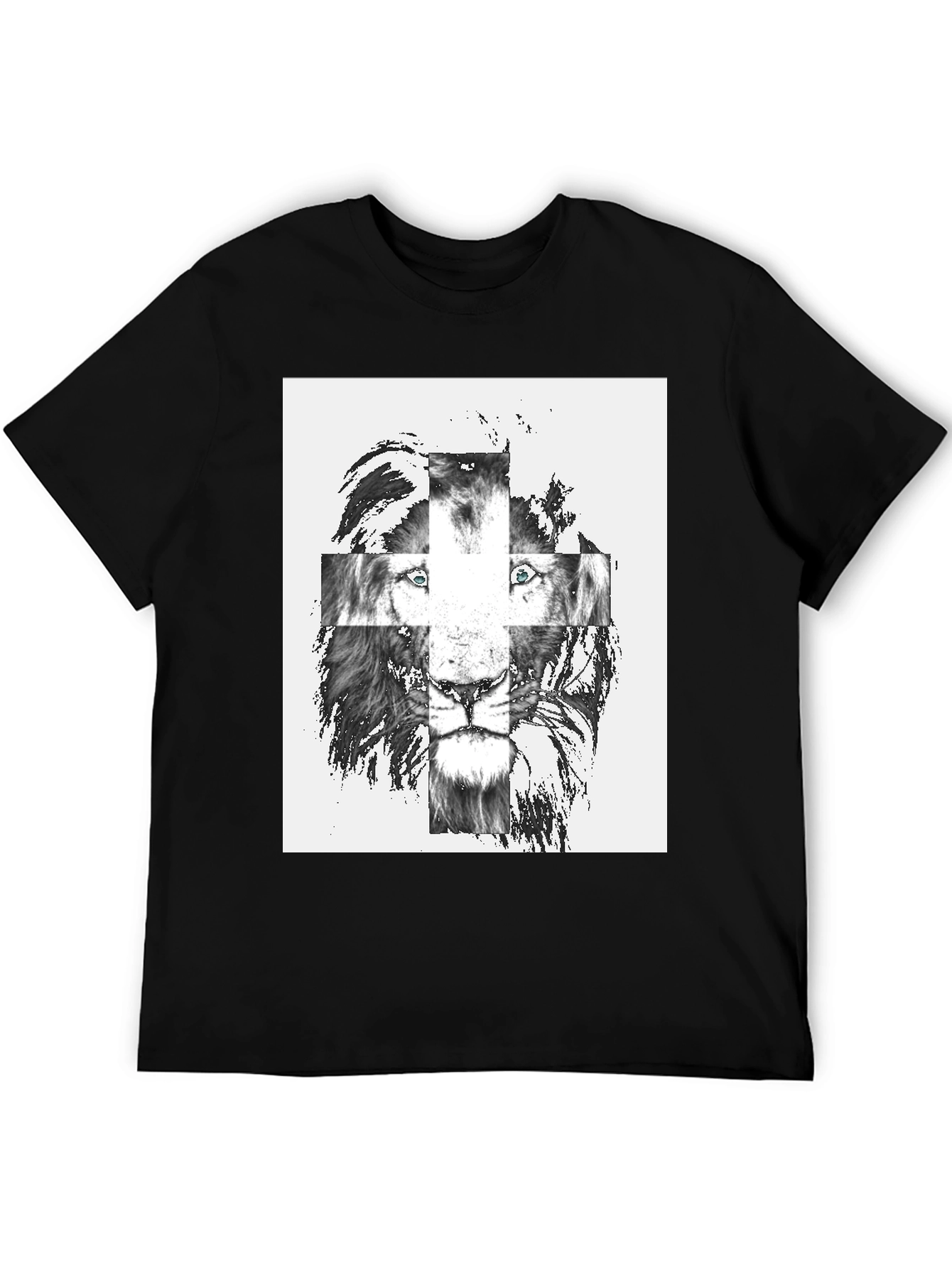 Black Lion Cross Graphic Tee - Men's Black T-Shirt view 5