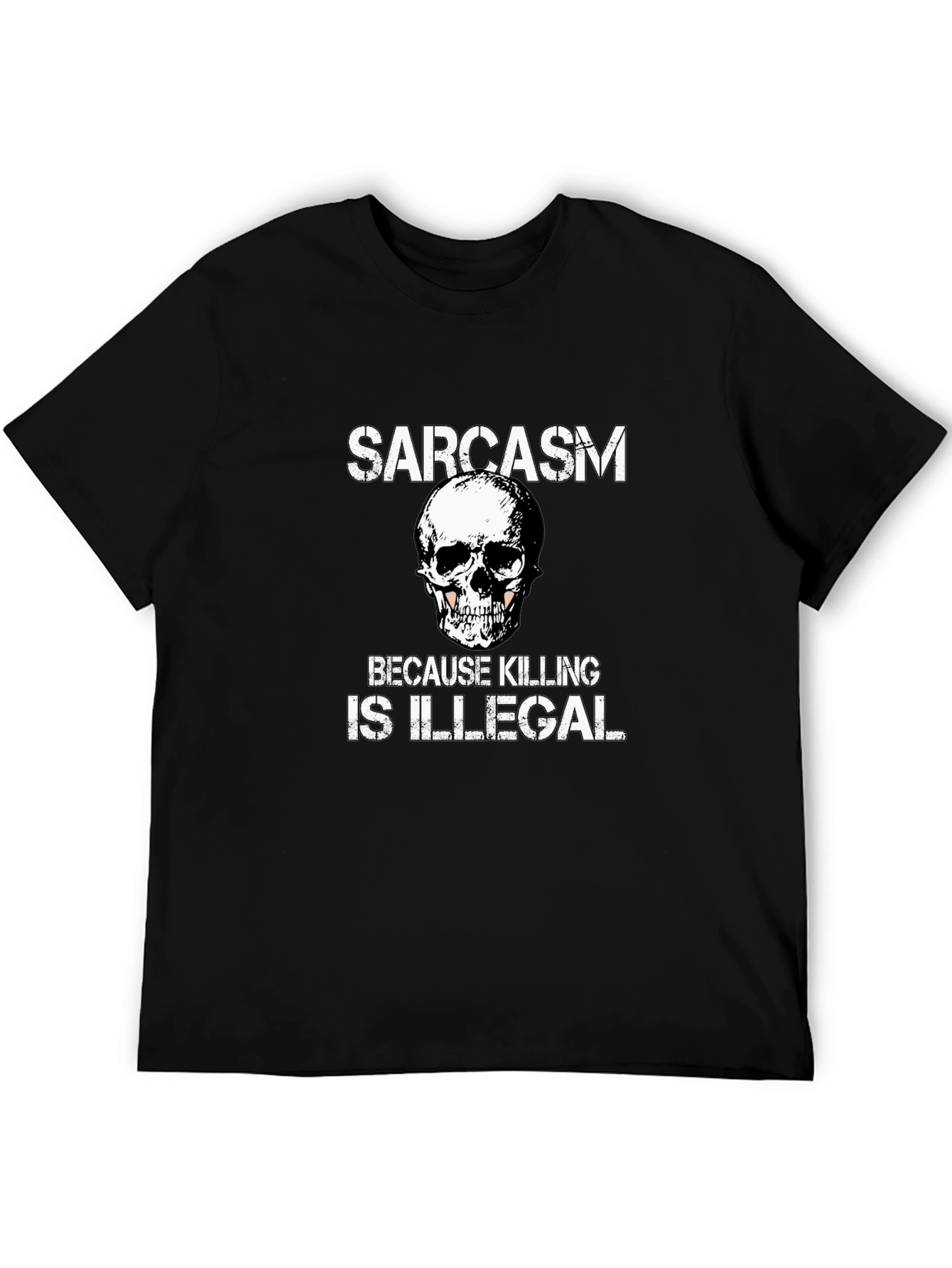 Black Sarcasm Skull Graphic T-Shirt - Funny Novelty Tee view 5