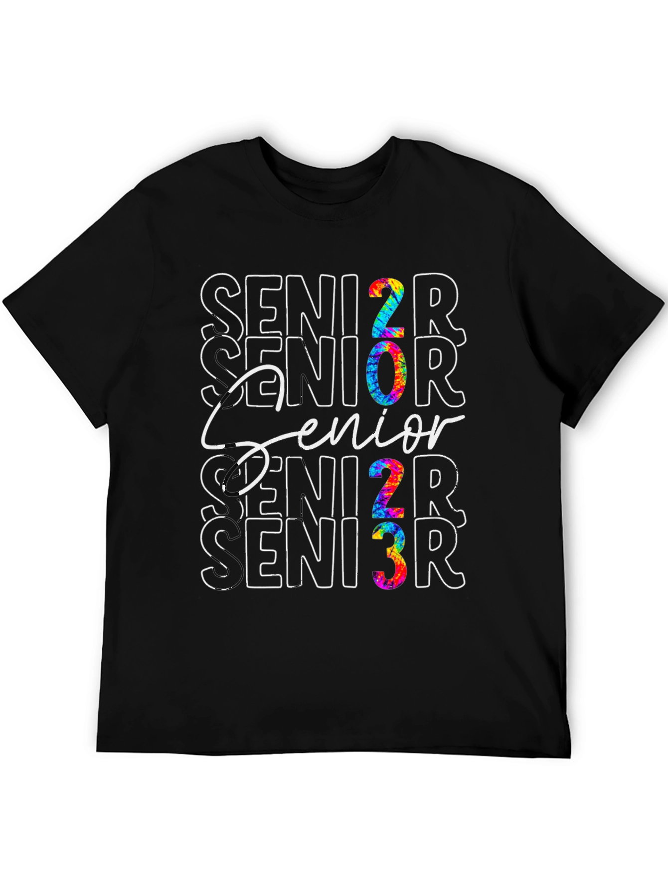 Black Senior 2023 Tie-Dye Graphic T-Shirt view 5