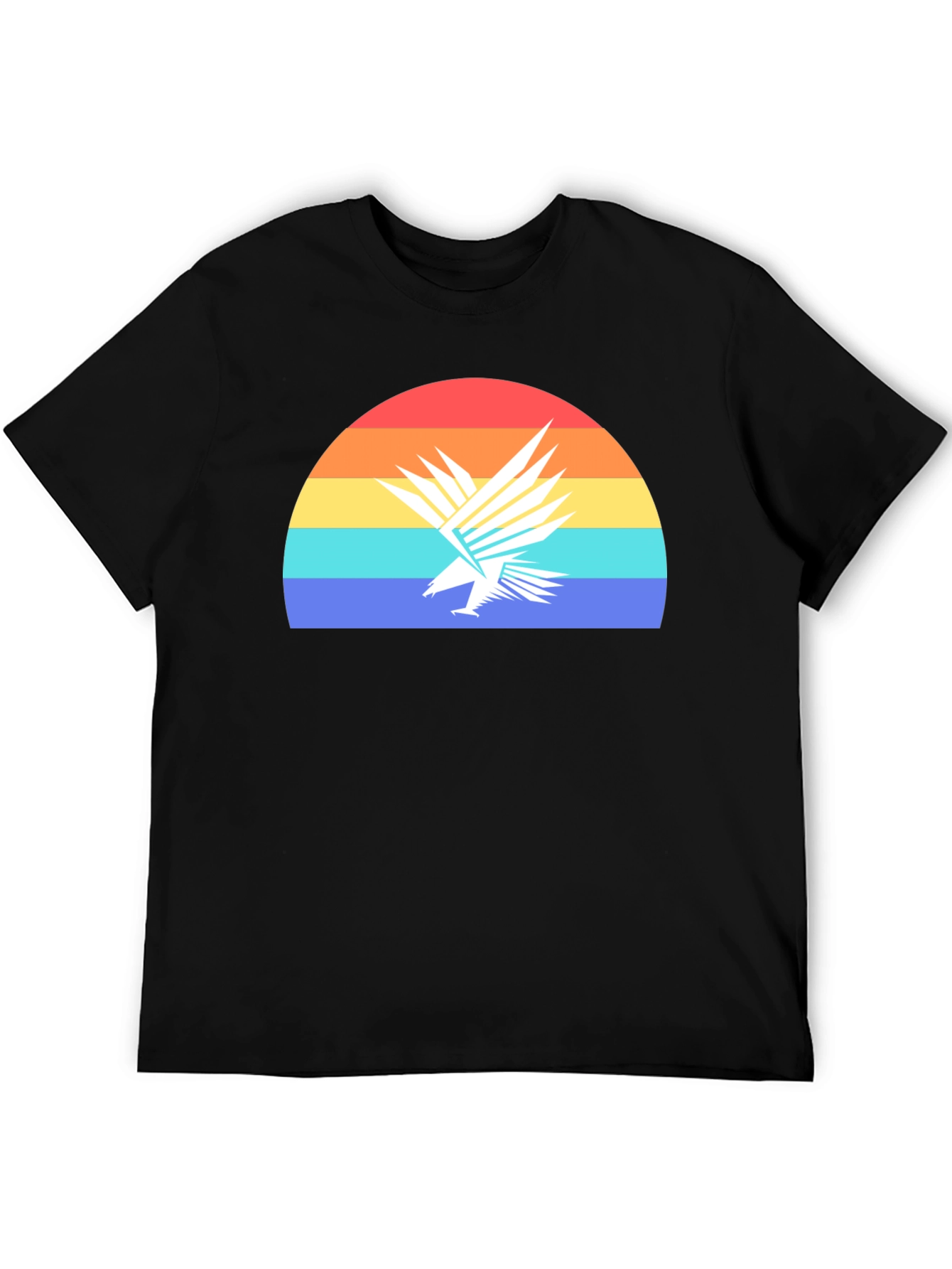 Black Retro Eagle Sunset Graphic Tee - Black Cotton T-Shirt view 5