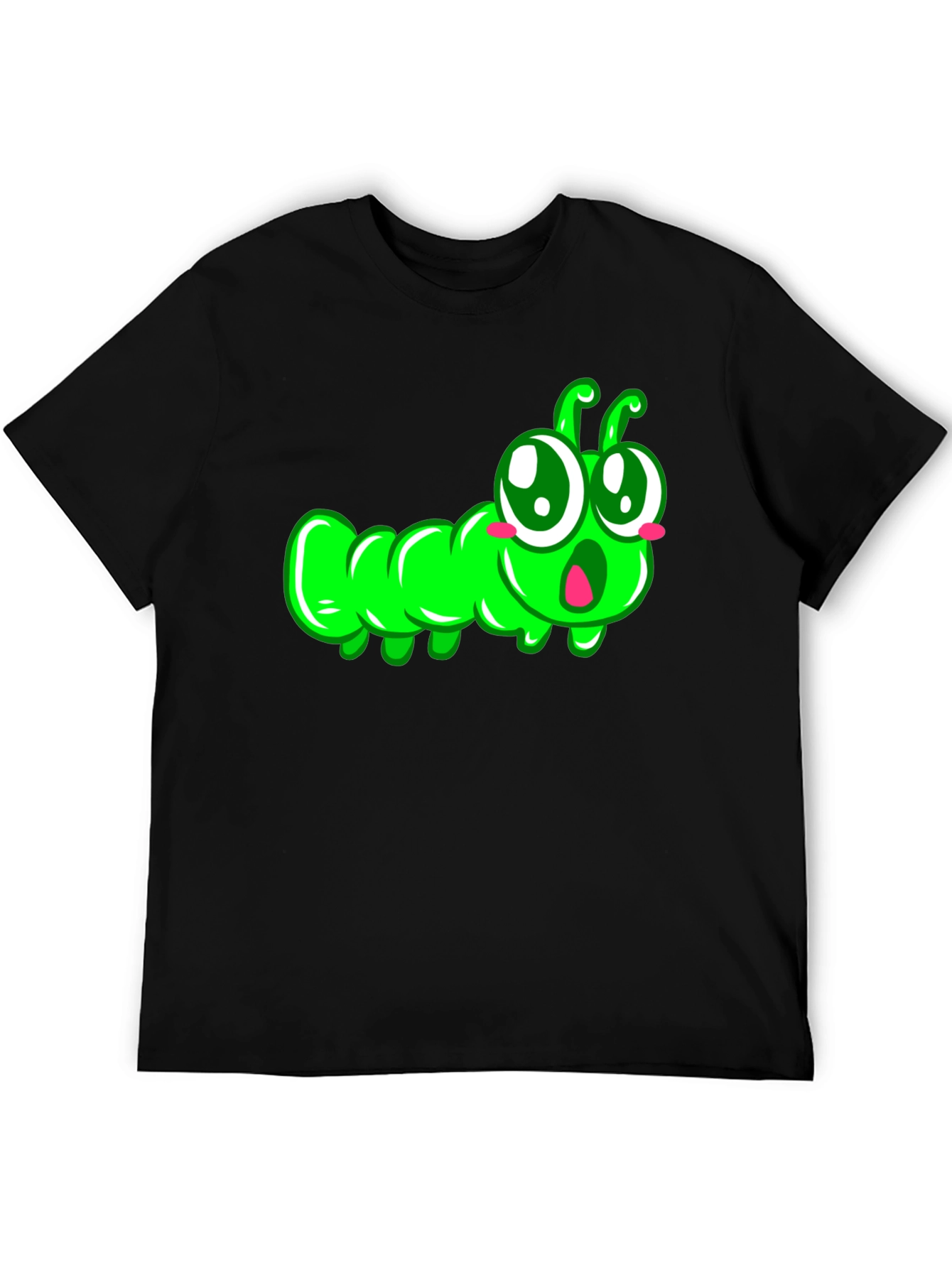 Black Cute Cartoon Caterpillar T-Shirt view 5