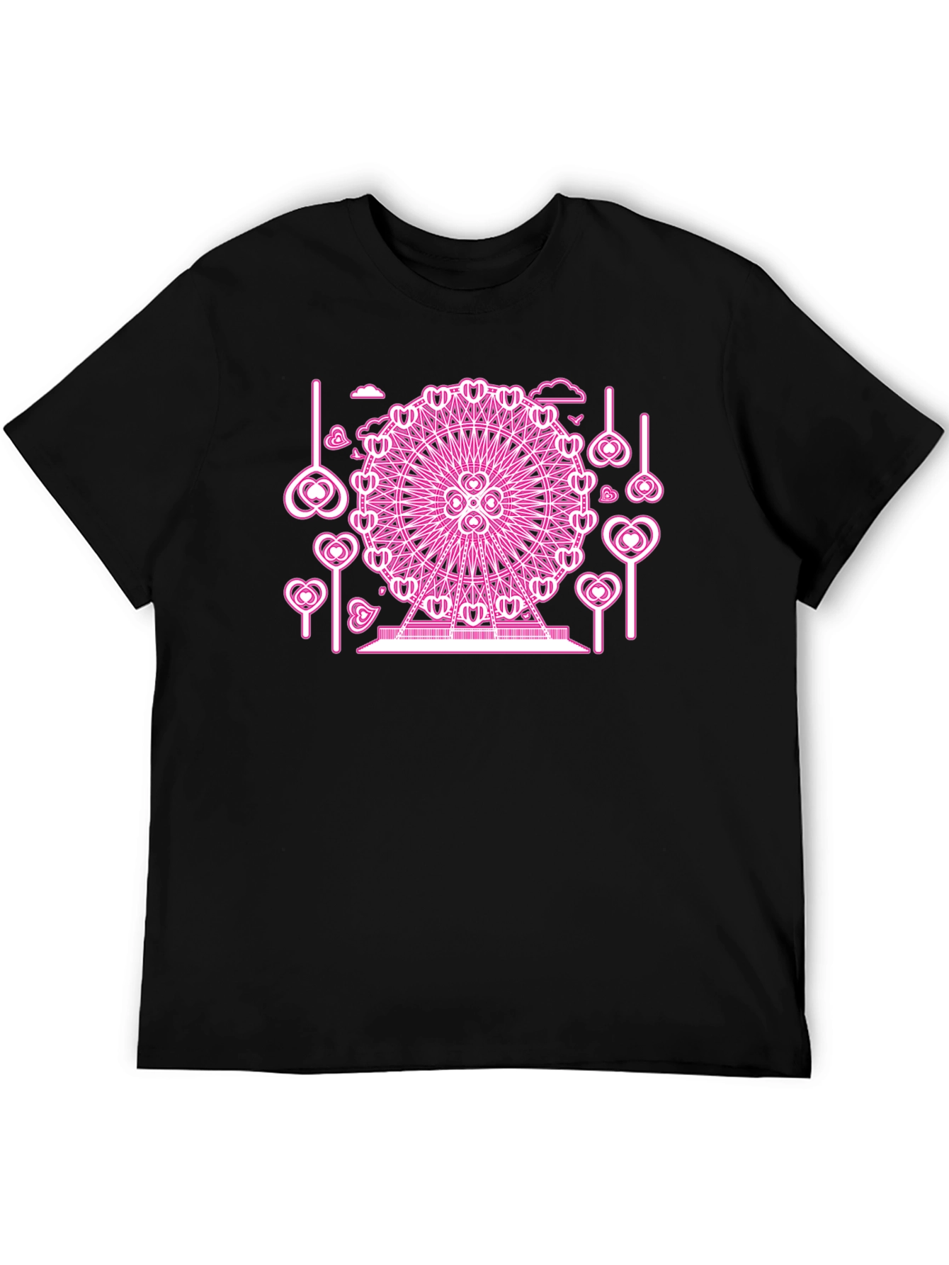 Black Pink Neon Ferris Wheel Graphic Tee view 5