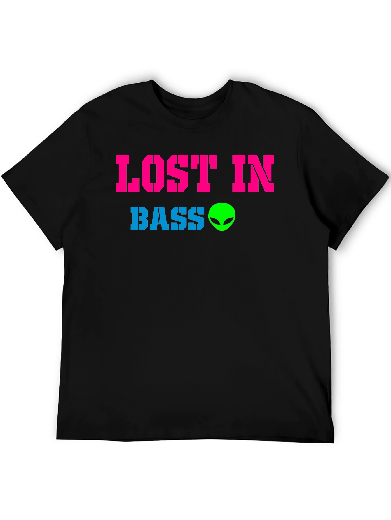 Black Lost in Bass Alien Graphic T-Shirt - EDM Rave Festival view 5