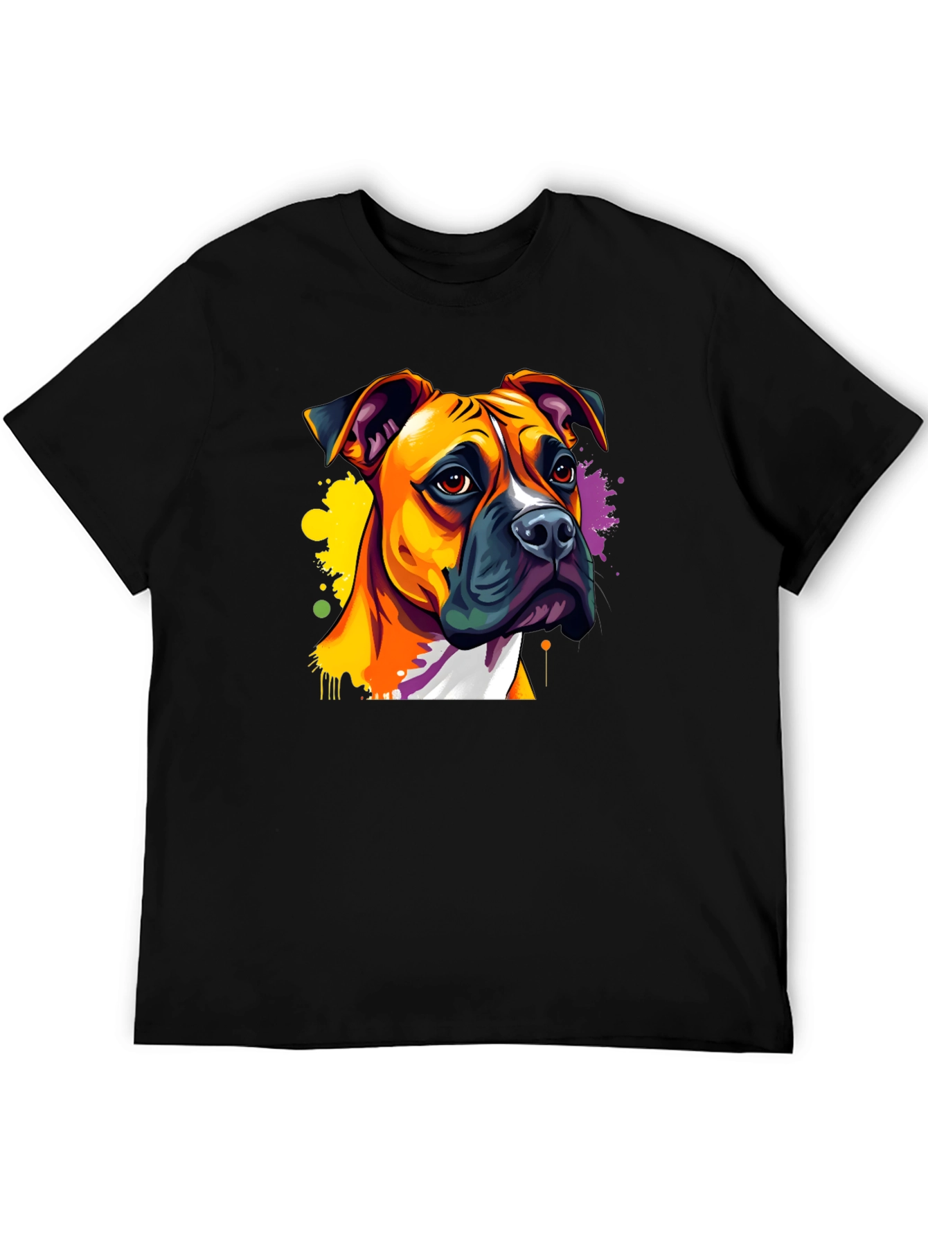 Black Dog Art T-Shirt - Boxer Breed view 5